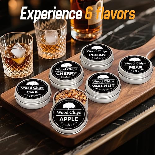 Miniatura 3 de Kit de ahumador de whisky eléctrico, kit de ahumador de bebidas a la antigua moda con varilla de calentamiento, cuerpo de aleación de aluminio y 6