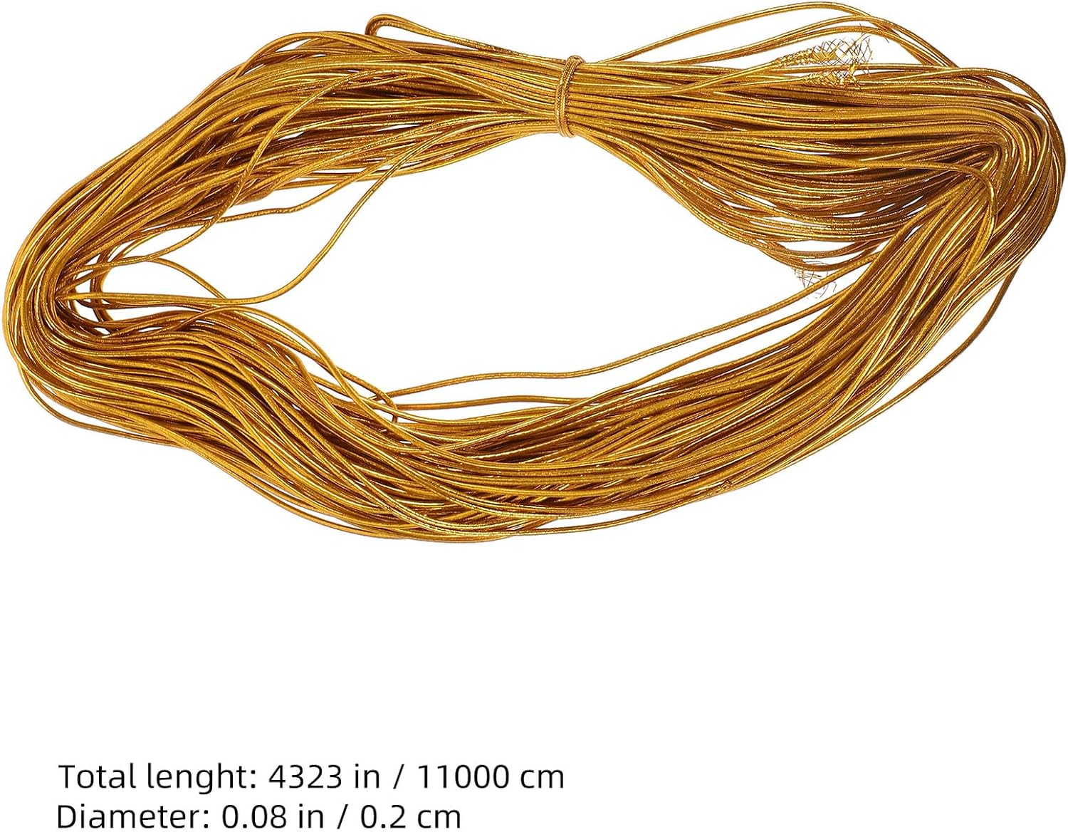 1mm Gold Elastic Cord Lanyard String for Craft Making and Beading, Portable Stretchy DIY Thread for Jewelry Bracelets and Hand-Made Wrapping