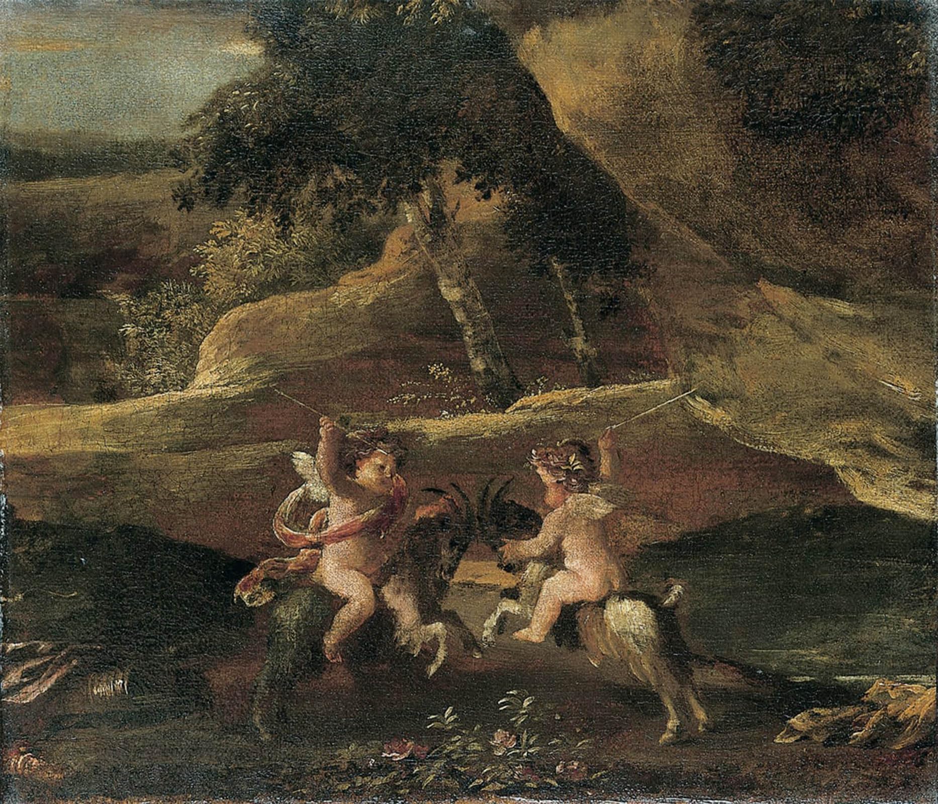 POSTERIIk Famous Print Pop Art Wall Art Graffiti Putti Fighting on Goats by Nicolas Poussin Art Prints for Home Decor 60x90cm
