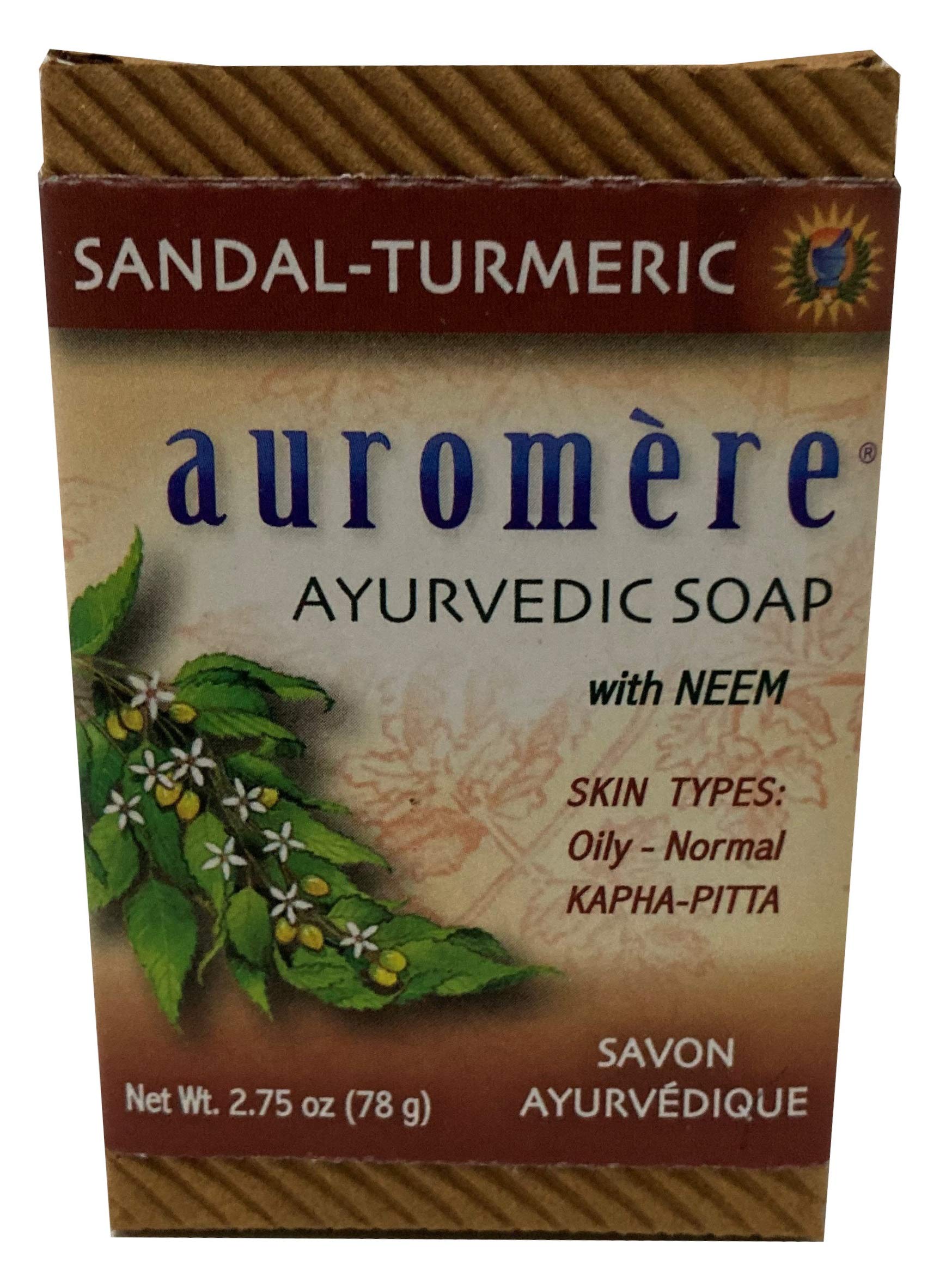 Auromere Ayurvedic Bar Soap, Sandal Turmeric - Eco Friendly, Handmade, Vegan, Cruelty Free, Natural, Non GMO (2.75 oz), 5 pack