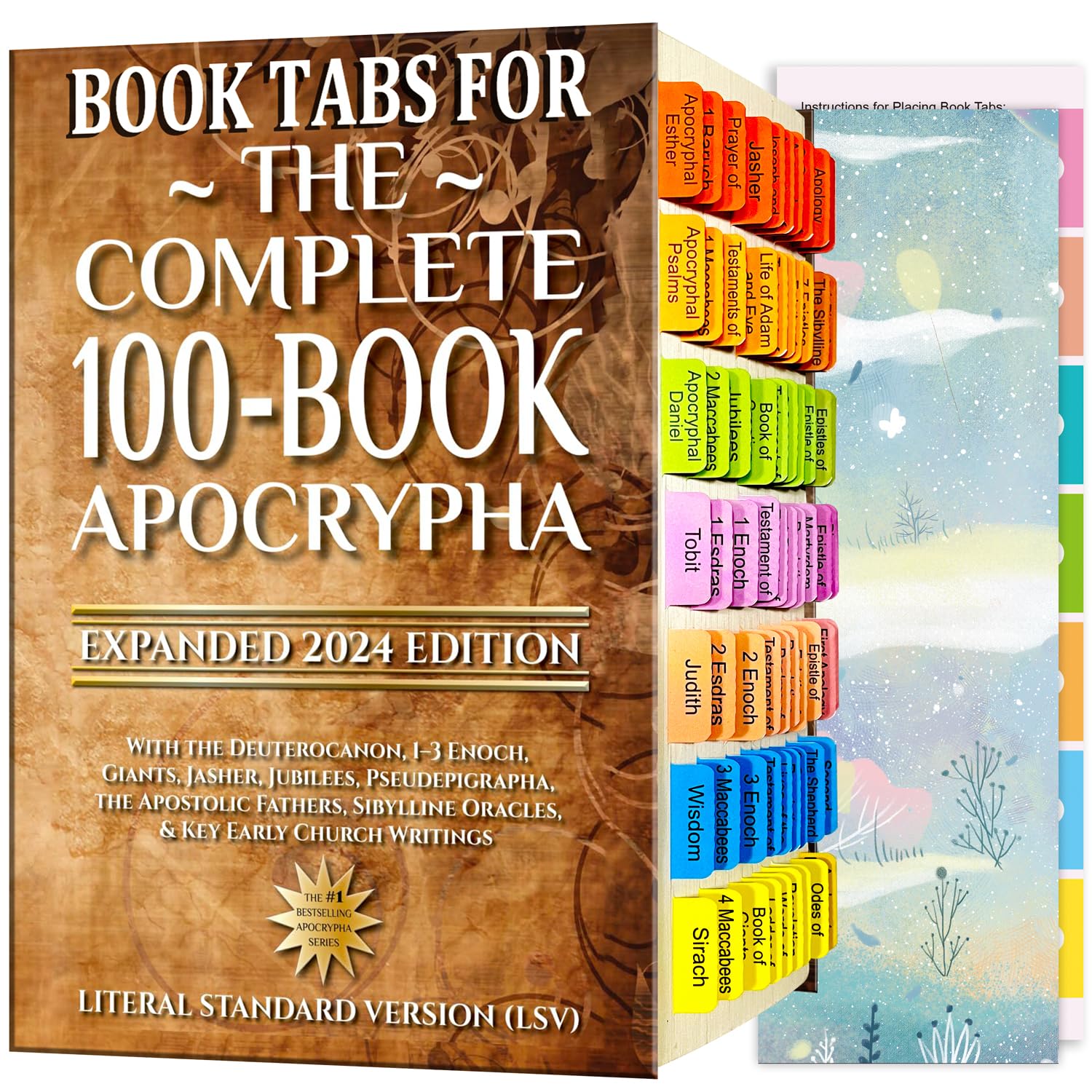 TINGYI Index Tabs for The Complete 100-Book Apocrypha,2024 Edition 83 Color Coded Laminated Durable Tabs, 69 Books Chapter Tabs, 15 Blank Tabs,1 Page Numbers,1 Placement Guide Card (Book Not Included)