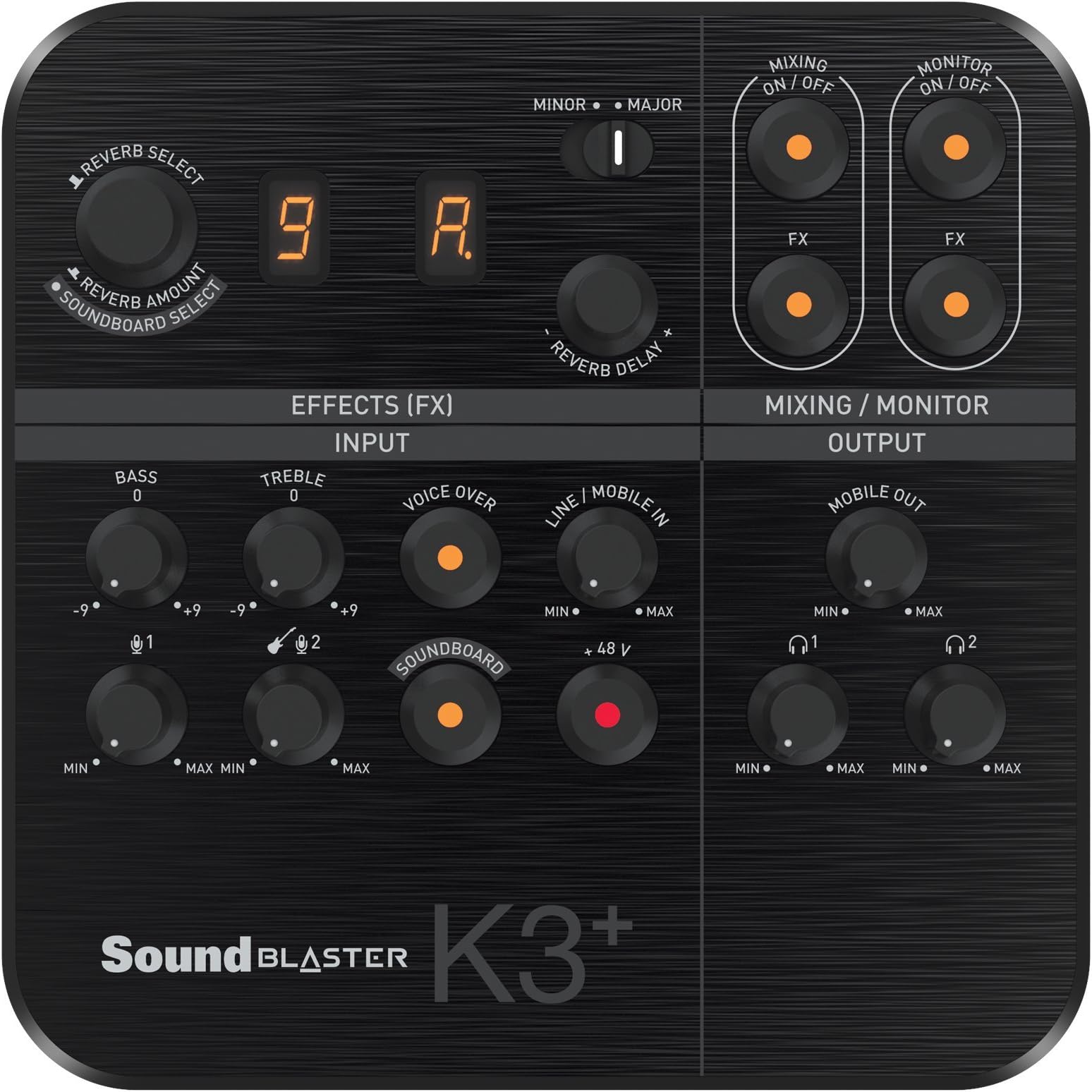 Creative Sound Blaster K3+ USB Powered 2 Channel Digital Mixer AMP/DAC/, Digital Effects XLR Inputs with Phantom Power/TRS/Z Line Inputs