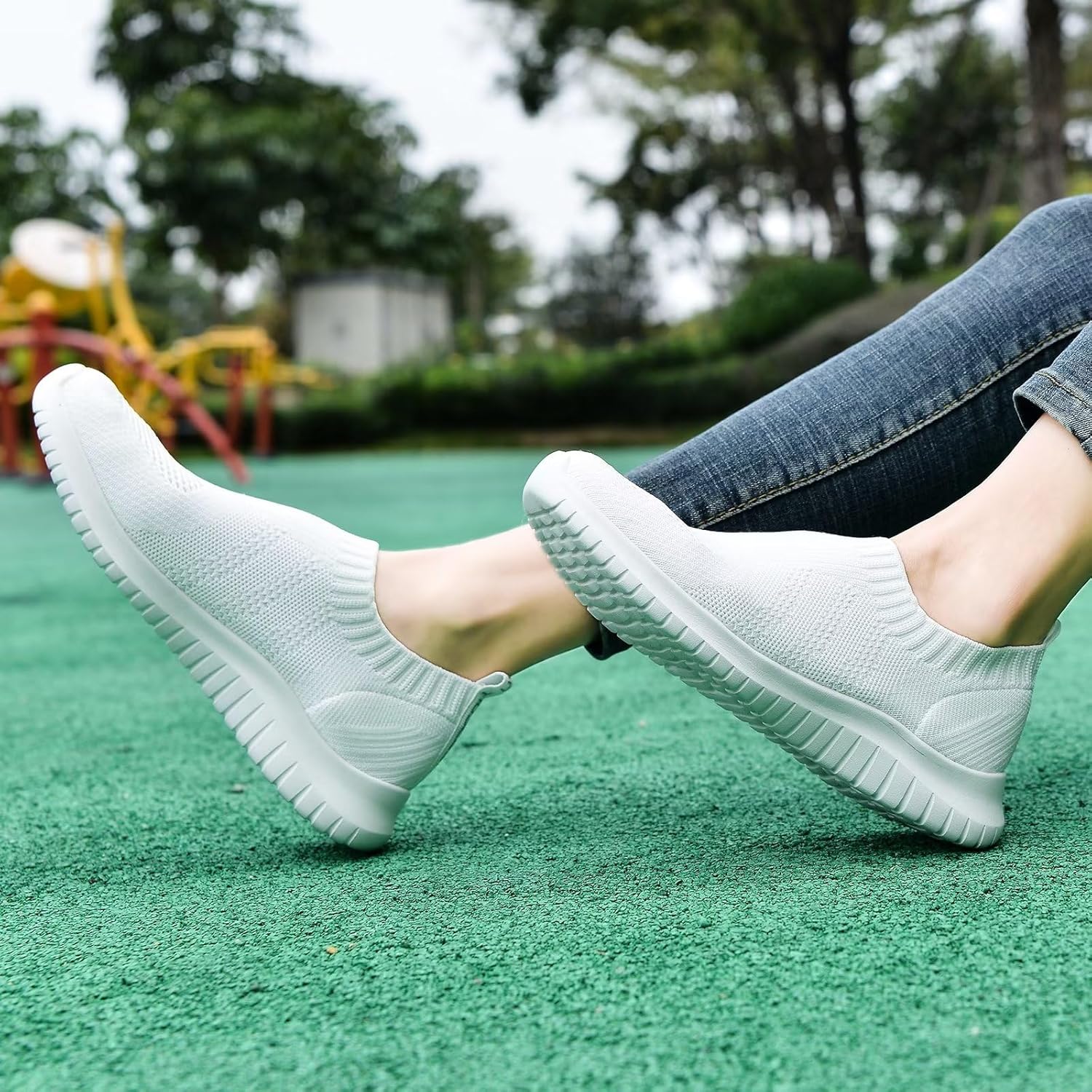TIOSEBON Women's Walking Sock Shoes Elastic Knit Lightweight Slip on Breathable Yoga Sneakers - Image 6