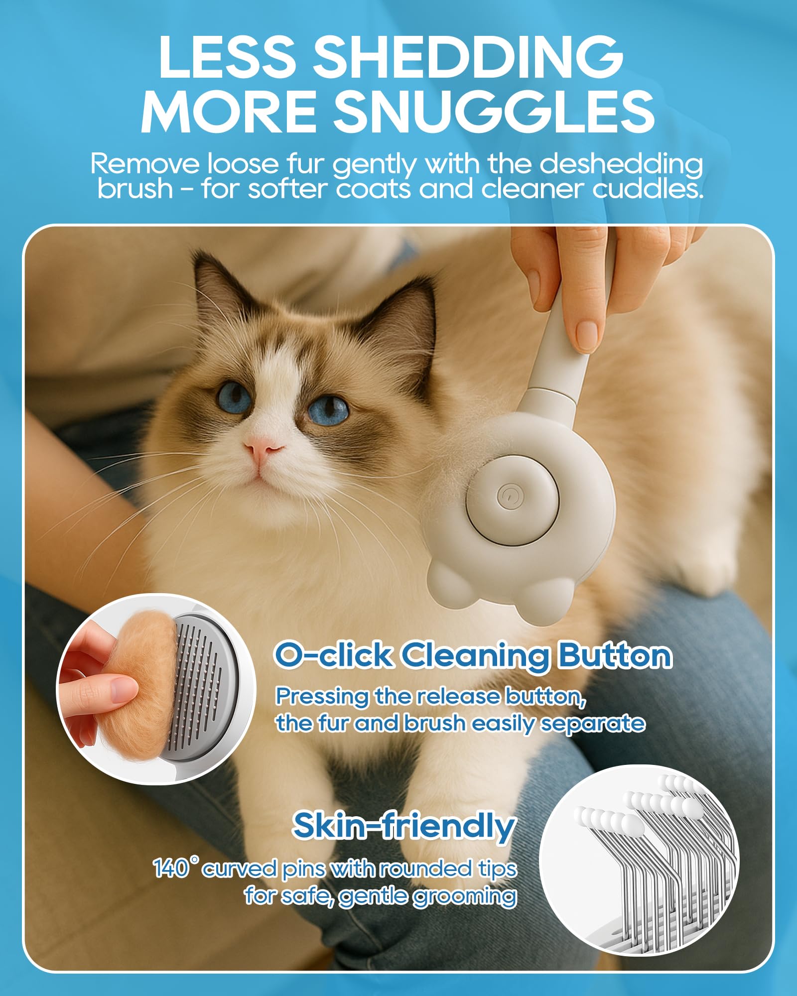 8-Piece Cat Grooming Kit, Includes Cat Brush, Nail Clippers & File, Flea Comb for Cats Pets Toothbrush - Image 3