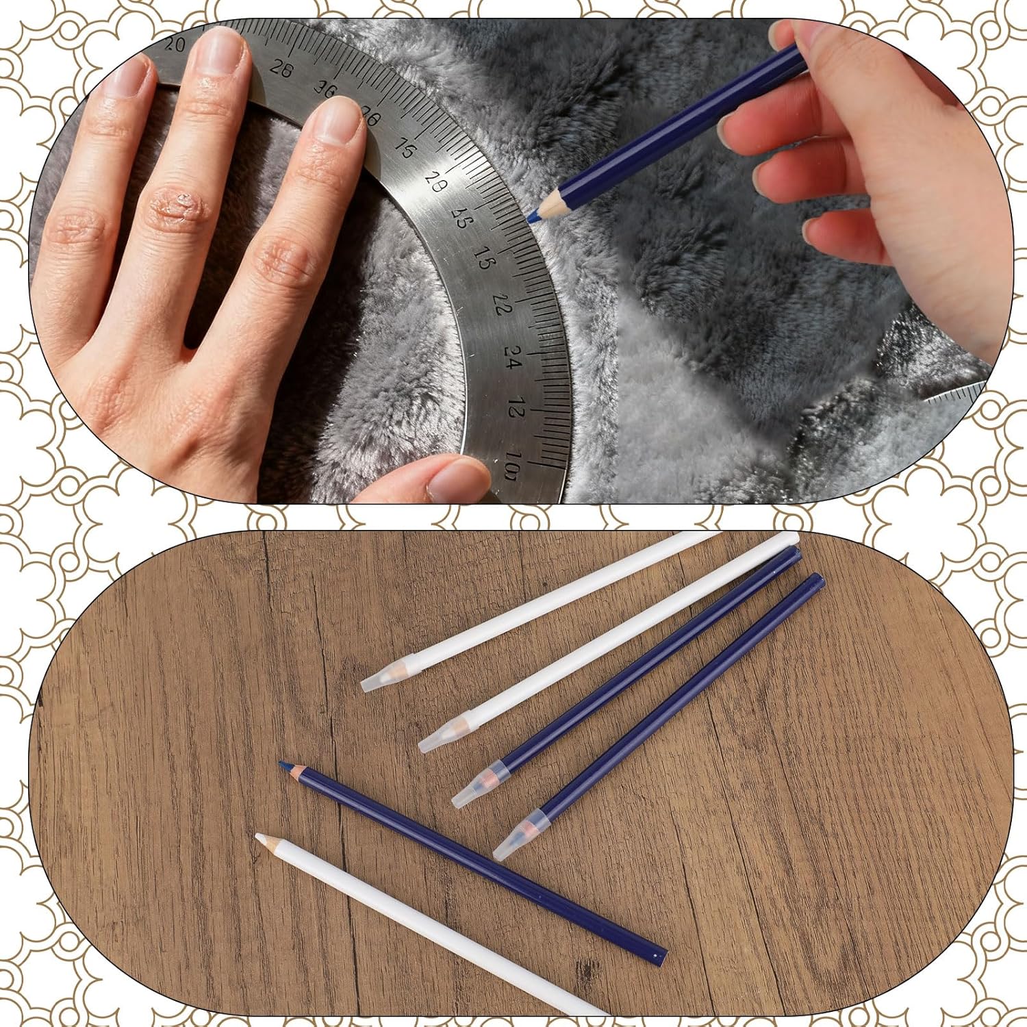 BOXOB 8pcs Fabric Pencils for Sewing, Water Soluble Sewing Fabrics Tailors Markers Pen Practical Marking & Tracing Tool for Dressmaking Quilting Embroidery DIY Crafts (Blue, White)