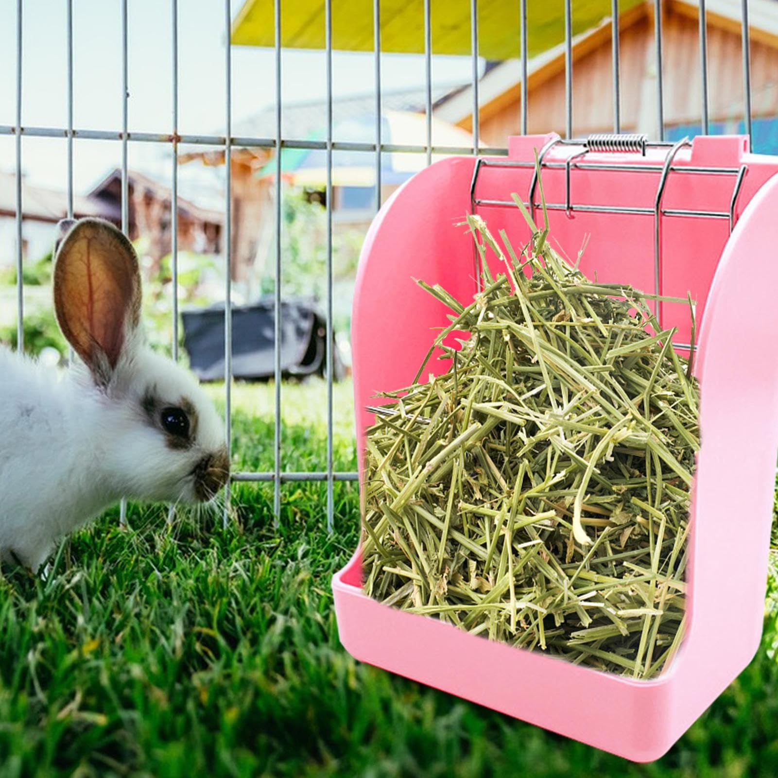 de heno para Cerdos - Accesorio para Jaula con Rejilla para Alimentos | Cuencos de autoalimentación de Guinea para Chinchillas, Conejos, Animales pequeños, Plato de hábitat para Interiores — view 4