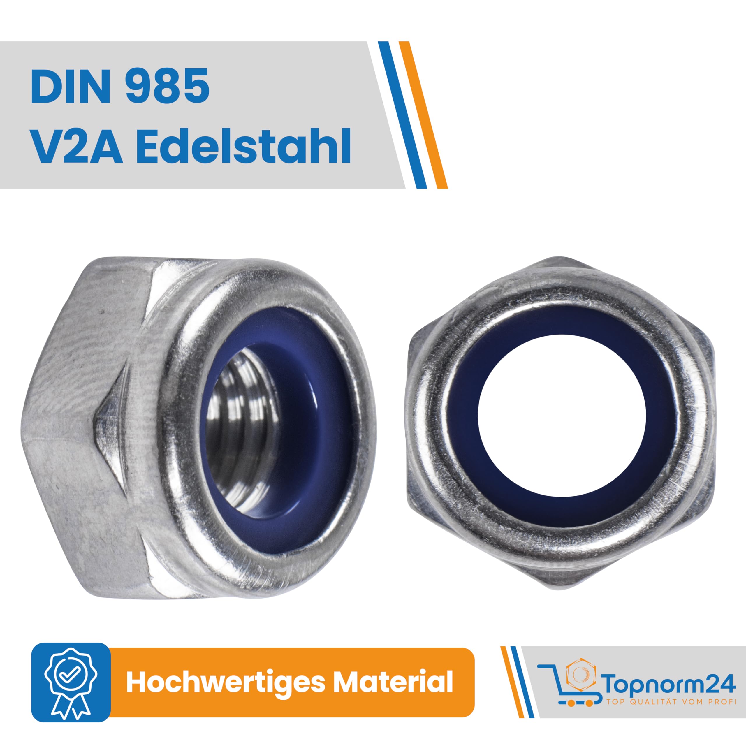 Dadi di sicurezza DIN 985 in acciaio inox M4 – 100 pezzi A2 – V2A antiruggine – Dadi autobloccanti per viti M4