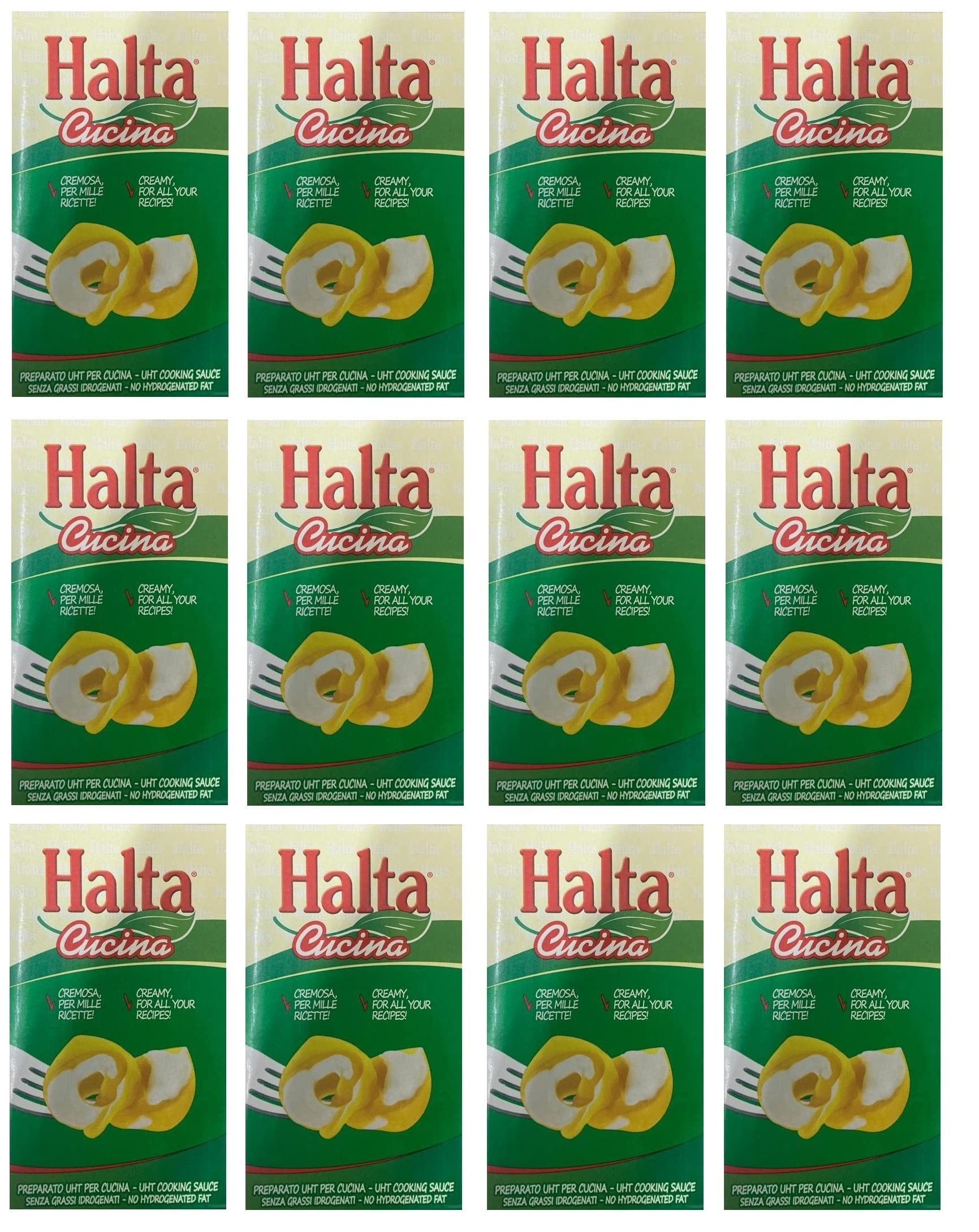 12x Halta Cucina Preparato Alimentare UHT per Cucina Cremige Zubereitung UHT für die Küche Ideal für Pasta, Saucen, Pizza Kochsahne Sahne 1000ml