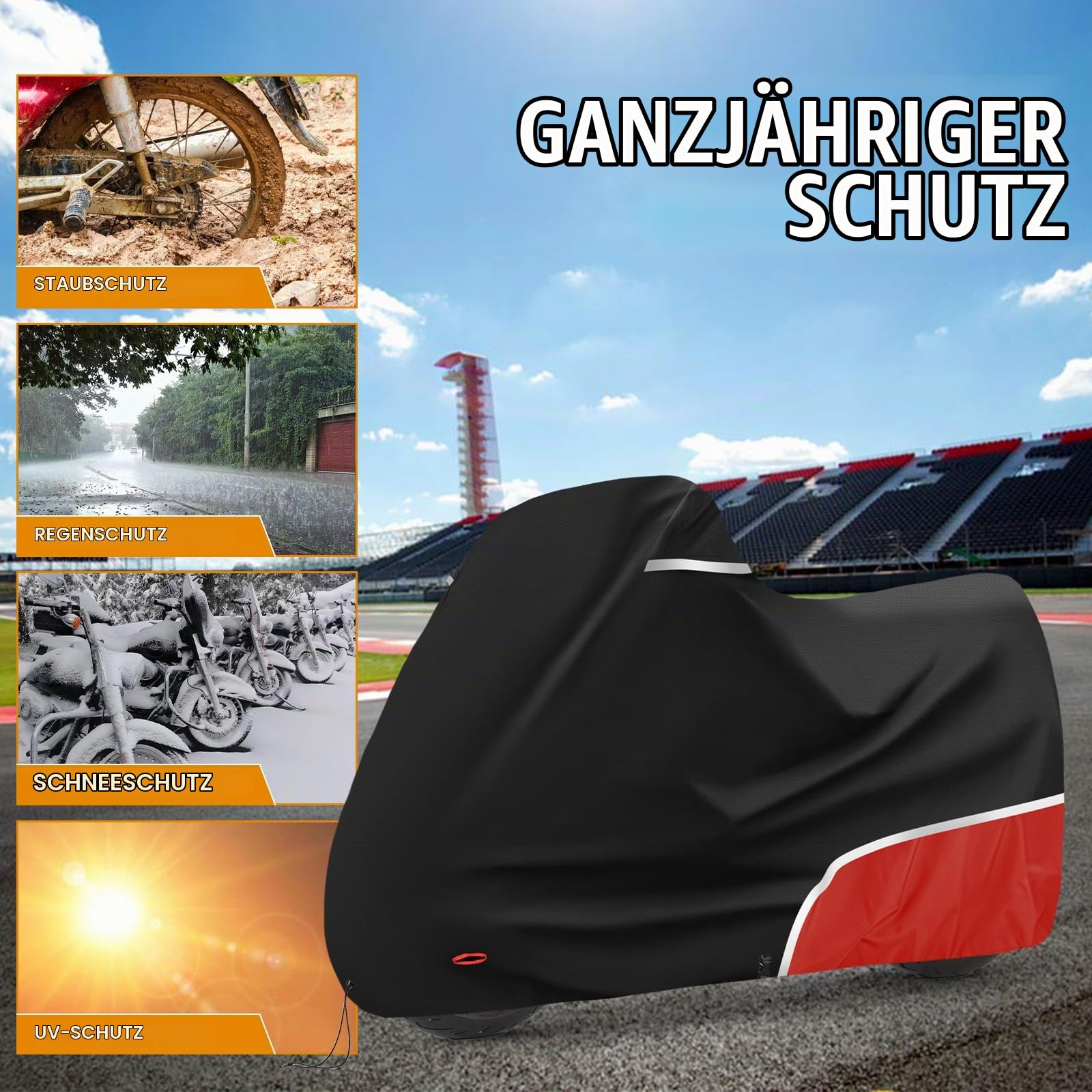 Motorradabdeckung Outdoor passend für Aprilia RS660 RS125 RS457 SX 125 | 420D Oxford-Stoff Wasserdicht Motorrad Abdeckung Abdeckplane Wetterfest Motorrad Abdeckung Plane