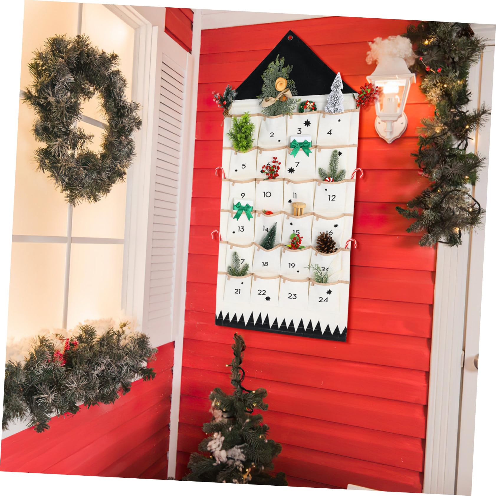 Adventskalender Mit Fächern Aus Canvas Wandbeutel Organizer Für Kinderzimmer Und Weihnachtsdeko Zum Befüllen