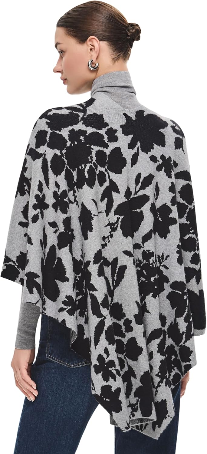 PULI Women's Elegant Shawl Wraps Soft Open Front Poncho Sweater for Spring Fall Winter - Image 2