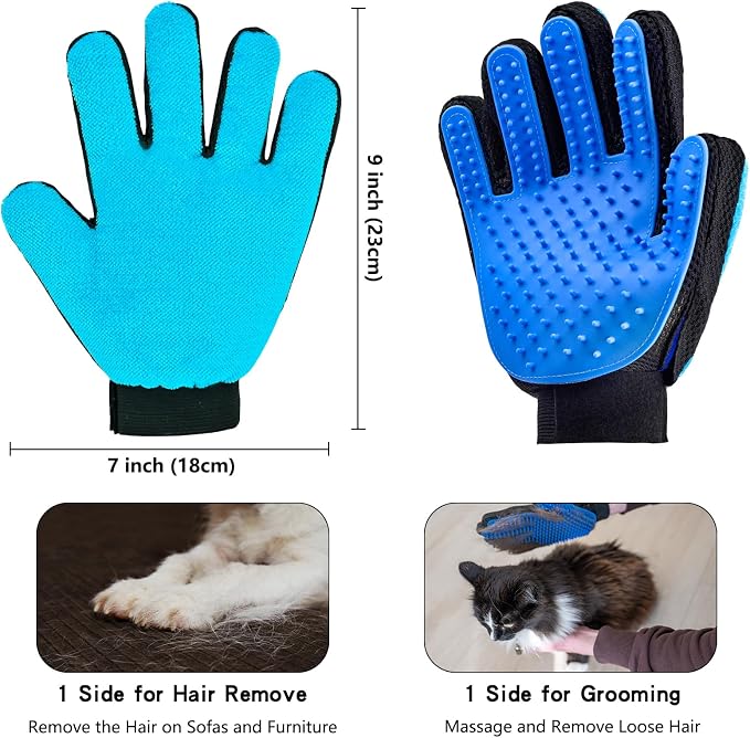Guante para Masaje y Remoción de Pelo para Gatos y Perros Azul miniatura 2