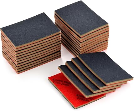 MAXMAN 20PCS Sanding Sponge Set,500-600 Grit Soft Foam Hand Sander Block,3x4 Inch Wet Dry Sandpaper, Ultra Fine Sandpaper Sponge, Reusable Sanding Pads for Metal Wood Furniture Model Drywall Polishing