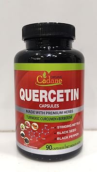 Organic Cadane Quercetin Extract Capsules - Combined Turmeric, Berberine, Nettle Leaf & More - 90 Capsules, 3 Months Supply