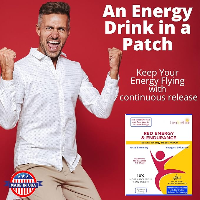 Red Energy & Endurance Patch - Natural Energy - USA Made - 30 Patches