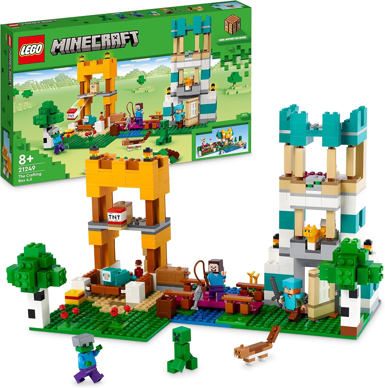 LEGO 21249 Minecraft The Crafting Box 4.0, 2in1 Playset; Build River ...