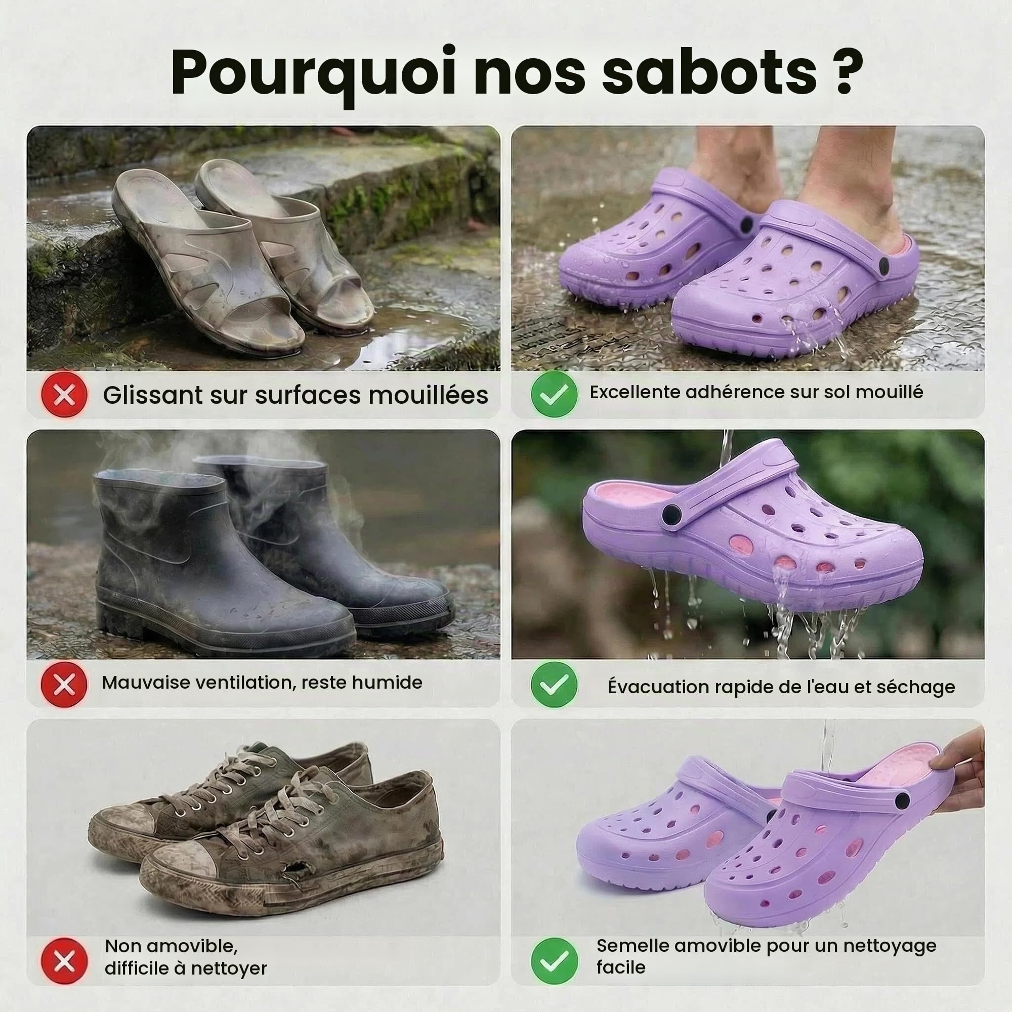 Sabots Mixte pour Femmes et Hommes | Chaussures de Jardin Respirantes | Pantoufles Légères | Sandales de Plage