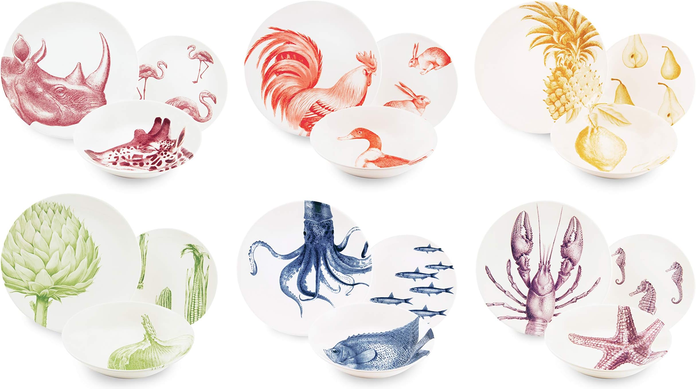 Service De Table 6 Personnes Excelsa Maioliche Service Table, Porcelaine, Multicolore, 18unités[644 Set De Table