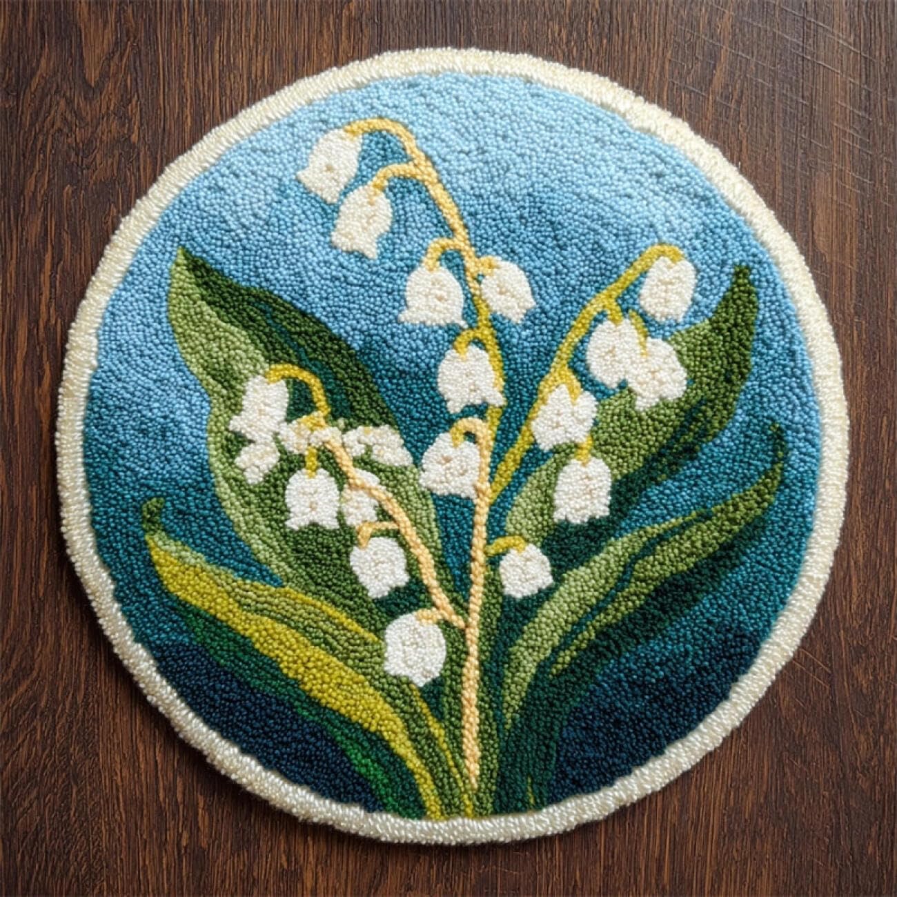 Kitquiver Rug Making Kit for Adults White Lily of the Valley 60x60cm
