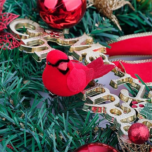Miniatura 2 de IAMAGOODLADY Christmas Decorations,10Pcs Red Birds with Clip On Christmas Tree Decoration Artificial Red Birds with Feathers for Wreath Ornaments