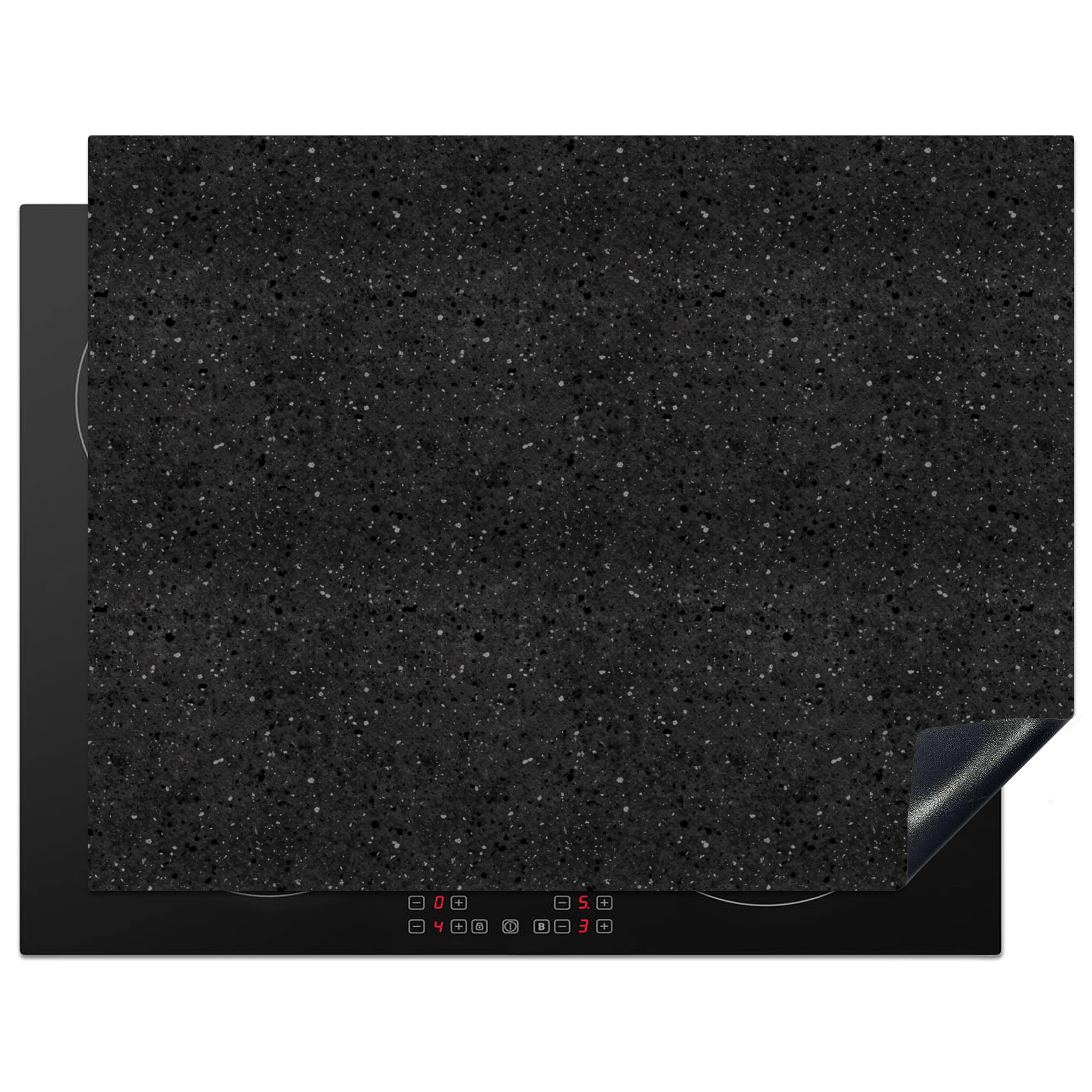 KitchenYeah© Induction Hob Cover Protector Mat 23.2"x30.3" / 77x59 cm Kitchen Universal Ceramic Covers for Electric Cookers Vinyl Granite - Black - Grey