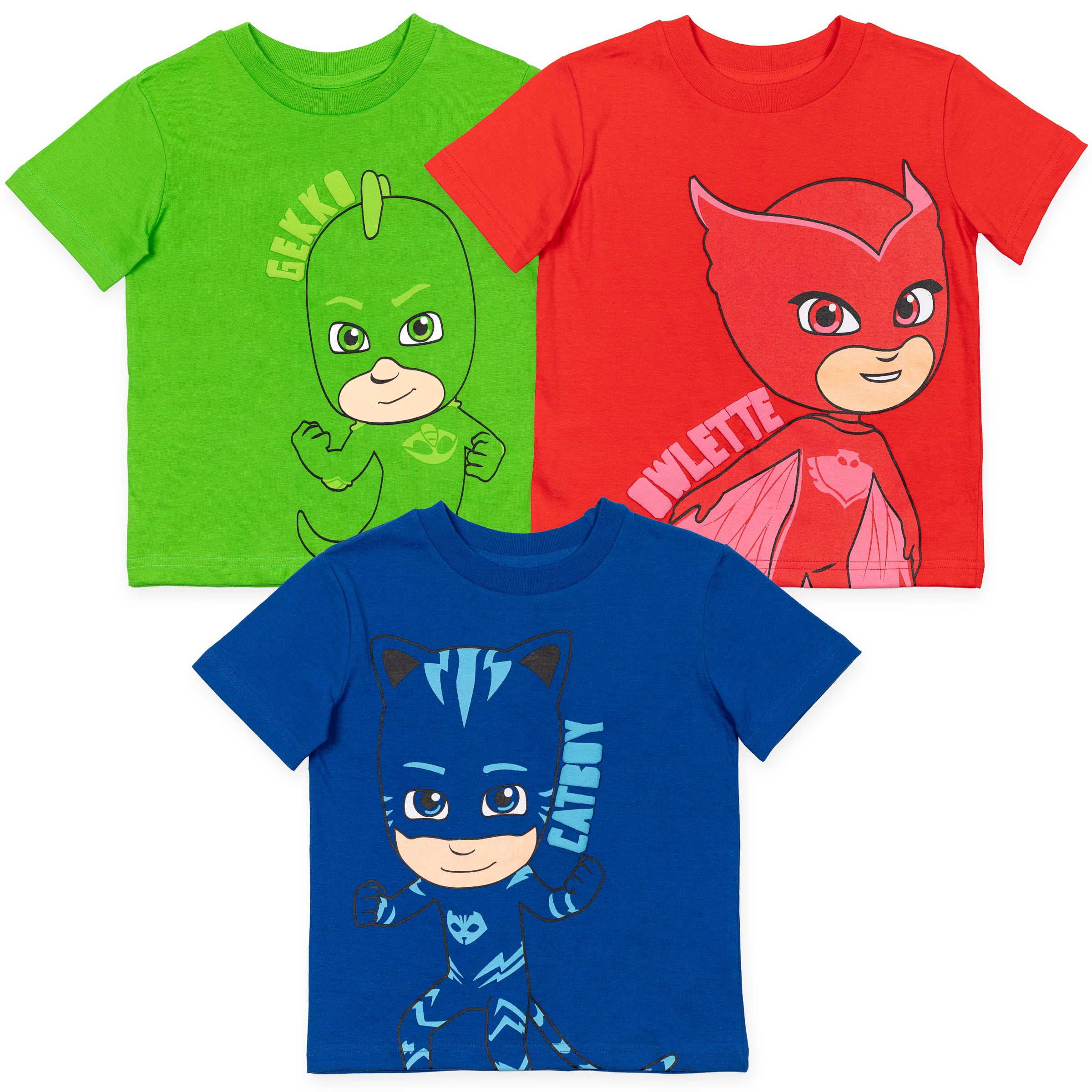 PJ Masks Gekko Catboy Owlette 3 Pack Graphic T-Shirts Toddler to Big Kid