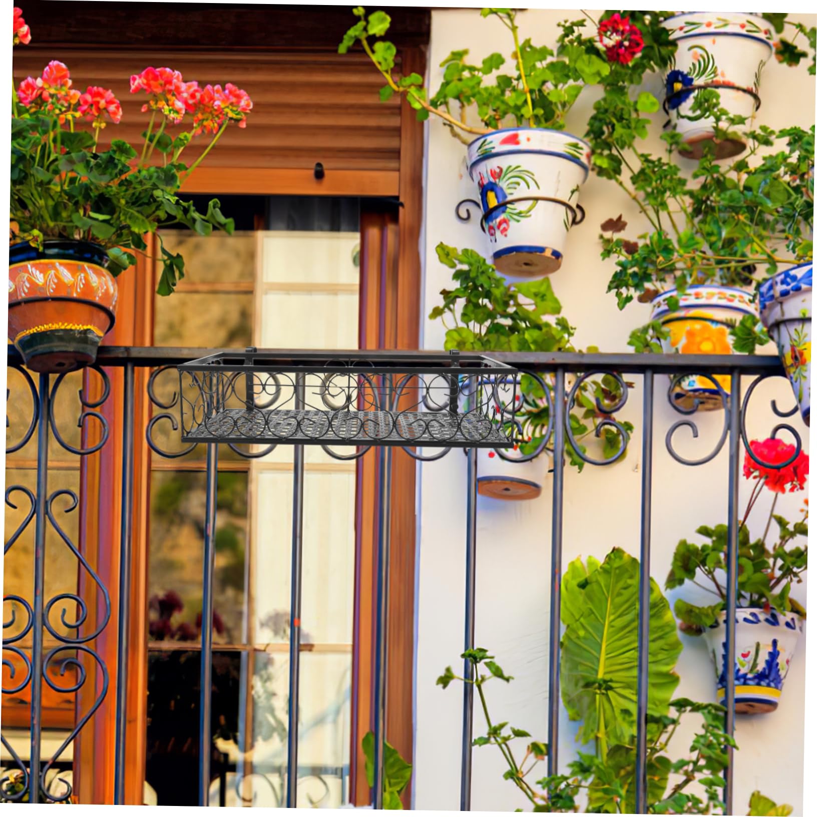 Hemobllo Balkon Hängeblumenständer Aus Eisen Robust Und Platzsparend Für Geländer Und Zäune Für Pflanzen Und Sukkulenten Für Zuhause Und Cafés Schwarz