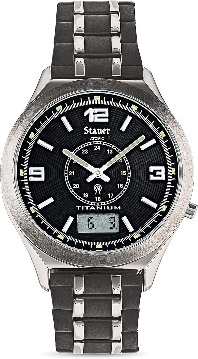 Buy Stauer Titanium Atomic Watch for Men Super Light Analog Watch w/Digital Watch Display