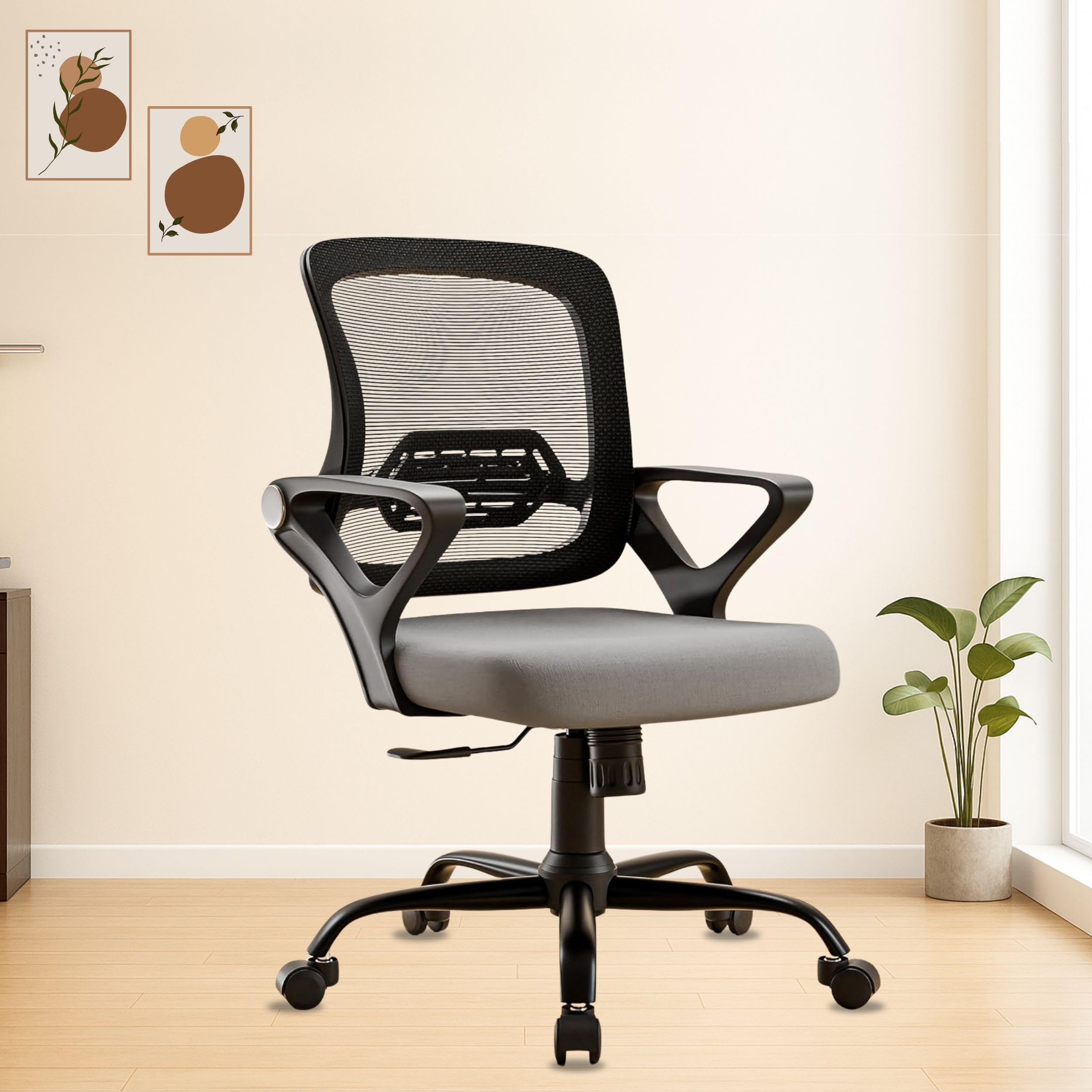 Align Cherry Orthopedic Ergonomic Office Mesh Chair with Lumbar Support, Comfortable Cushioned Seat, Adjustable Height, Revolving Design, Tilt Lock, Heavy Duty Metal Base, 3 Years Warranty (Grey)-image-9