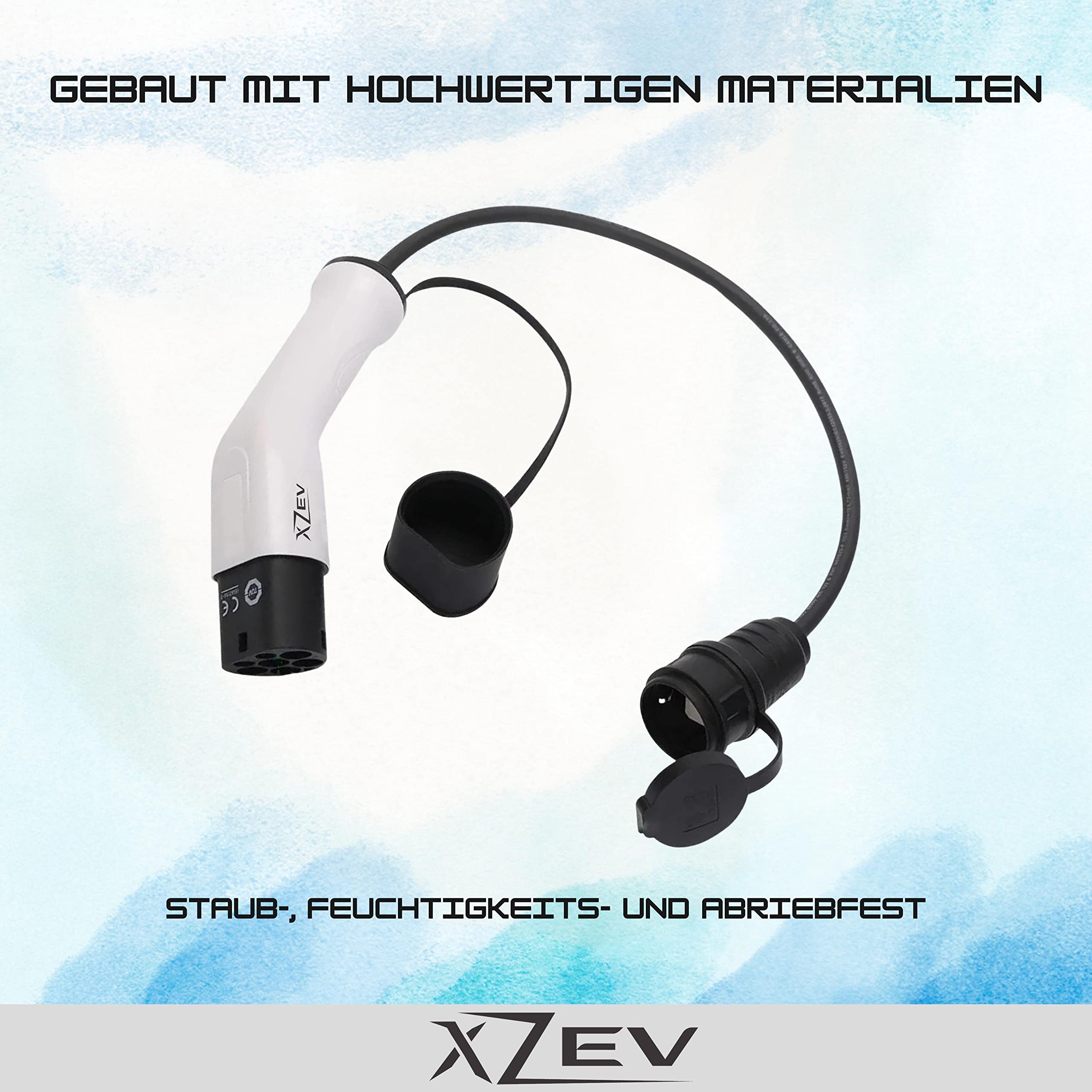 xZEV Type 2 to Schuko Adapter and Universal Plug Adapter for Electric Vehicle Charging Car Motorcycle Scooter Single Phase 16A (3.6KW) IP46 TUV CE IEC 62196-2 xZEV Type 2 to Schuko Adapter and Universal Plug Adapter for Electric Vehicle Charging Car Motorcycle Scooter Single Phase 16A (3.6KW) IP46 TUV CE IEC 62196-2
