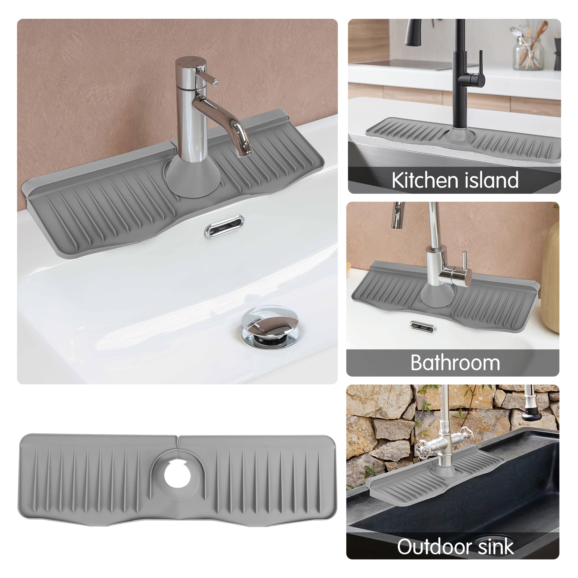 Silikon-Abtropfmatte Für Küchenspüle - Schmaler Spritzschutz 60x12 Cm In Grau