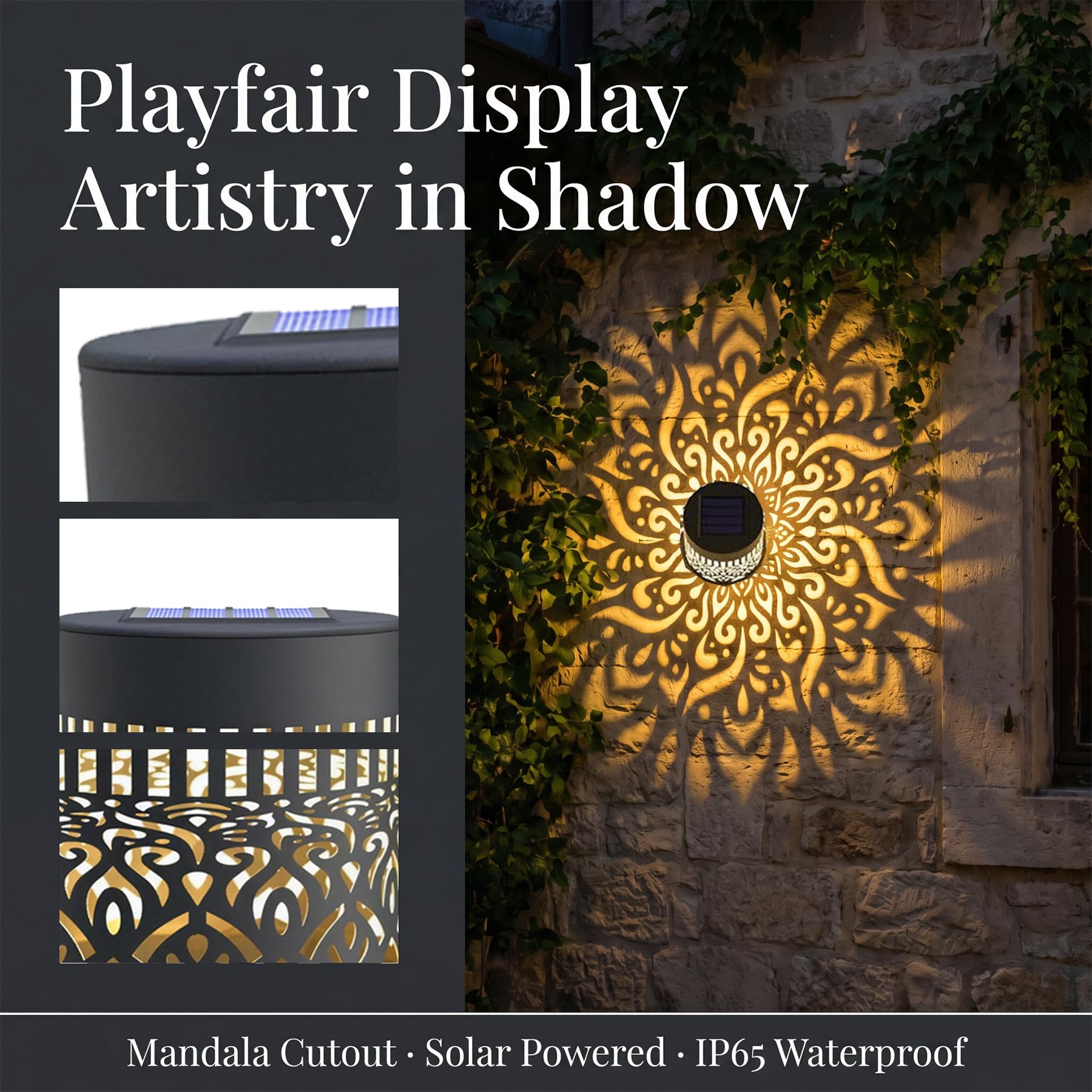 2 Stück Decorative Solar Mandala Lights,Mandala Solar Lights | Wasserdicht Metall LED Gartenleuchte für Dekoration Garten, Gartendeko, Terrasse, Patio, Camping, Hinterhöfe