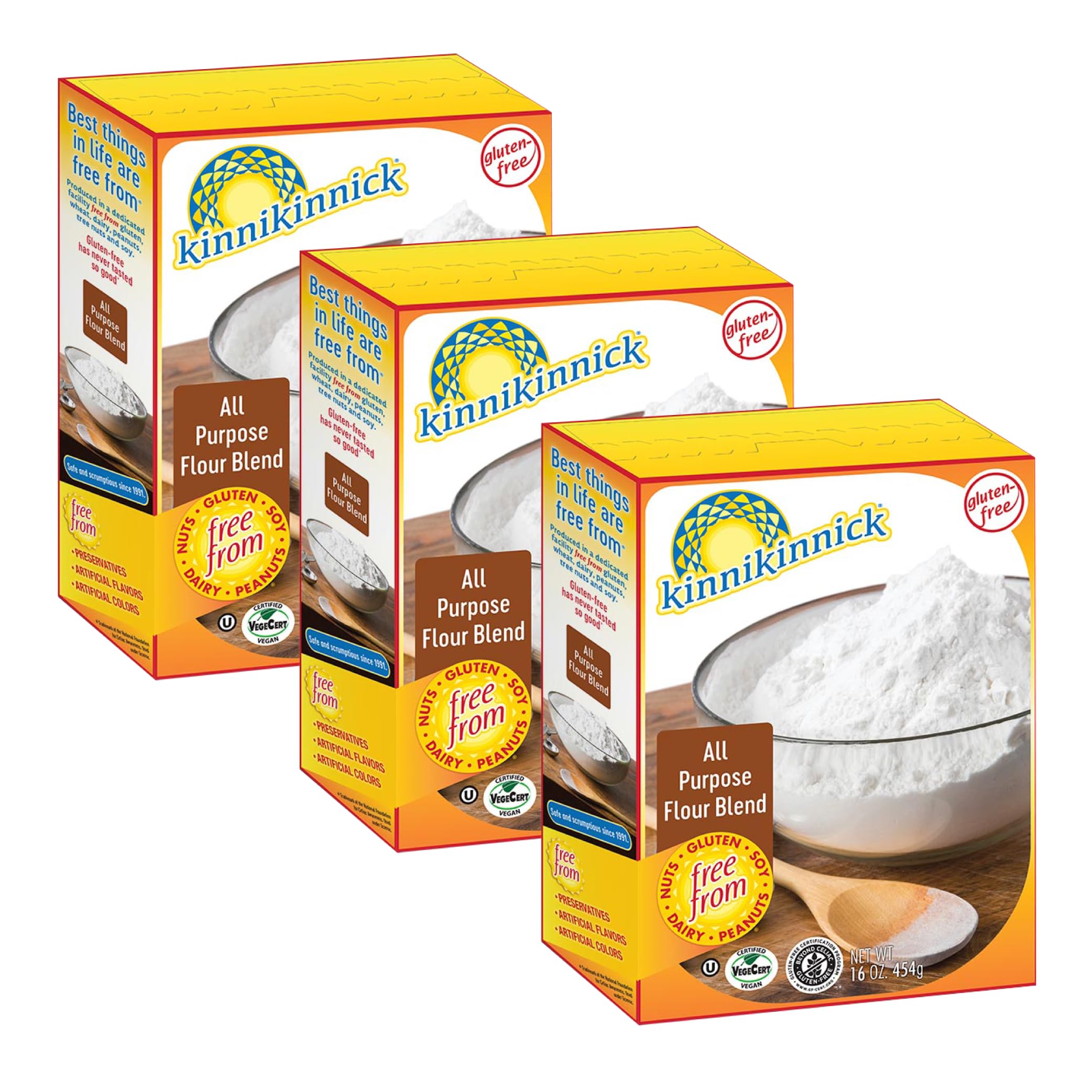 Kinnikinnick - All Purpose Flour Blend - Gluten Free, Allergy Friendly Vegan Flour - 16 oz. Boxes - 3 Pack