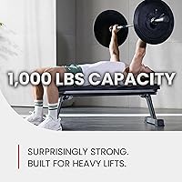 Vista 7 de Finer Form - Banco plano plegable de calidad de gimnasio para entrenamiento con pesas multiusos y ejercicios abdominales, tabla de entrenamiento