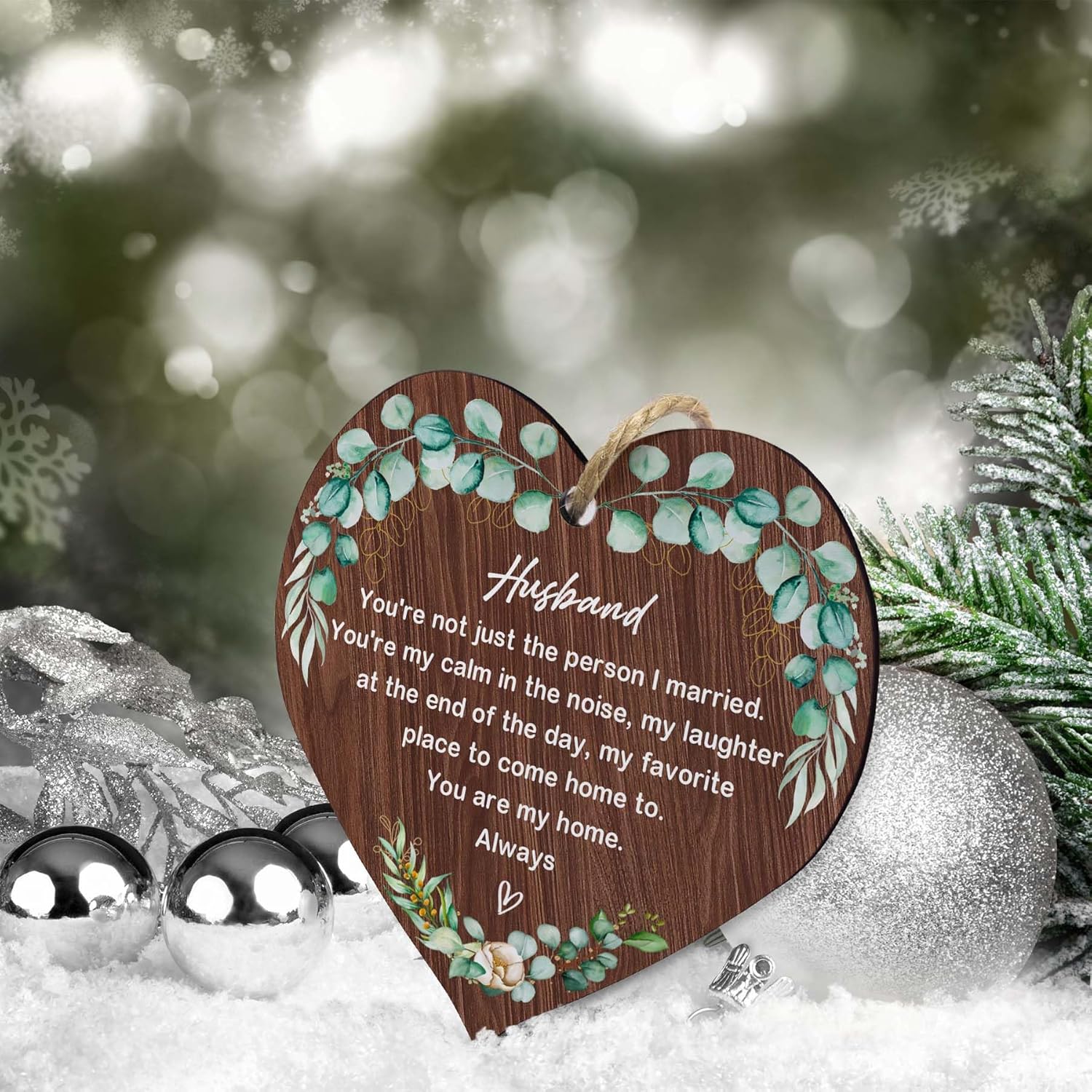 Husband Ornaments 2026 Husband Xmas Ornament Forever Best Ever Gift MDF Material(3.9 * 3.9 in) - Image 6