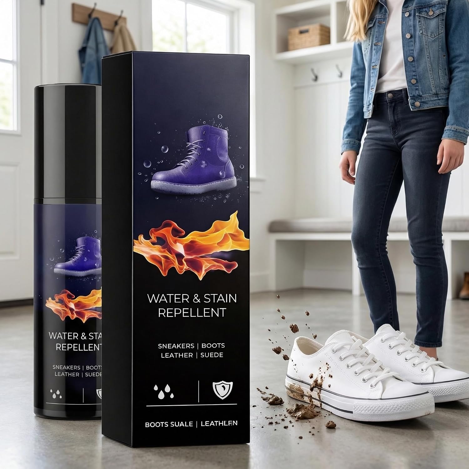 Shoe Protector Spray, Waterproof Spray for Sneakers, Boots, Leather, Suede, Canvas & Fabric, Long-Lasting Stain Repellent for Shoes