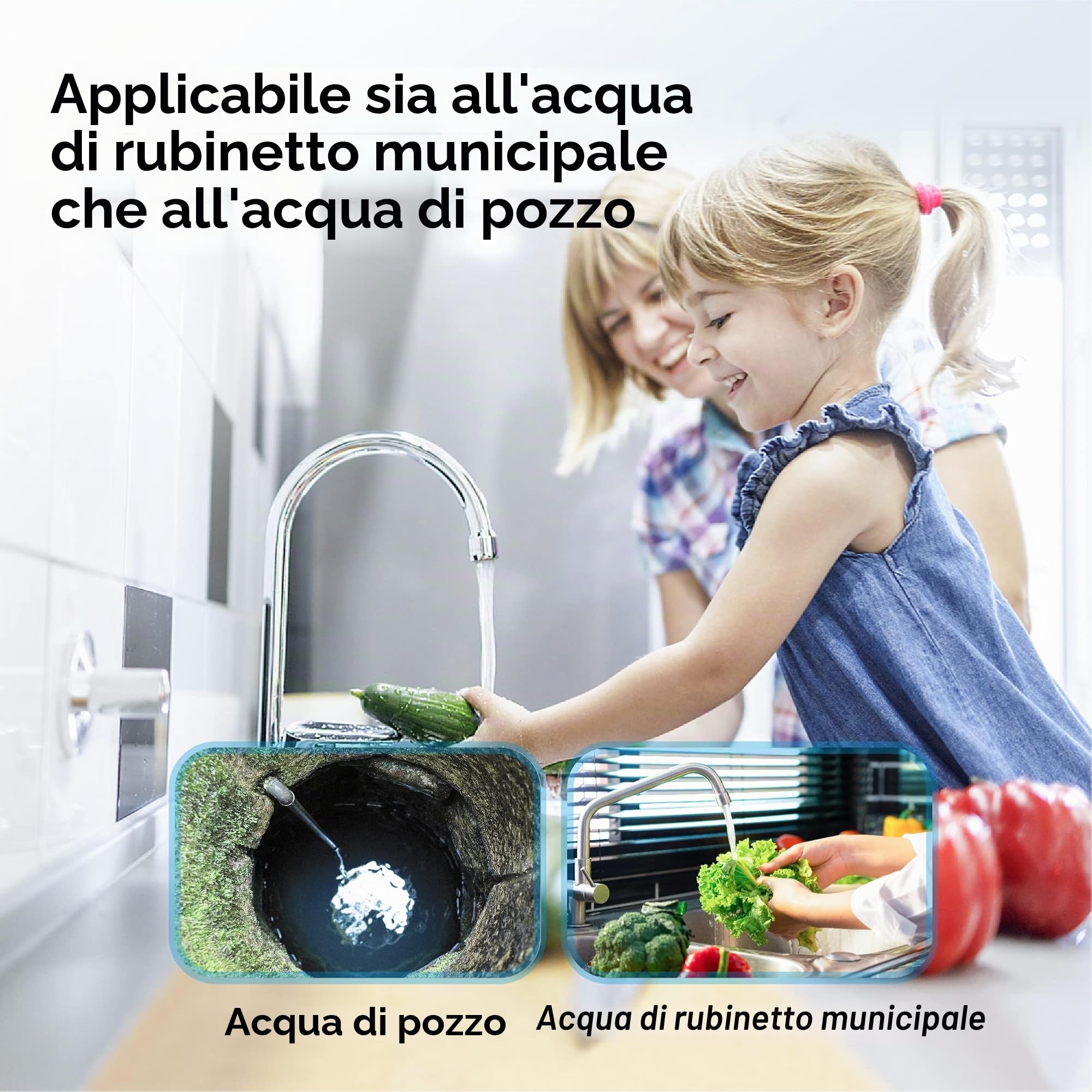 Waterdrop Sistema di Filtraggio dell'Acqua per Tutta la Casa, con Filtro a Carbone e a Sedimenti, Filtraggio a 5 Stadi, Riduzione di Piombo, Cloro, Odori e Sapori, 5 Micron WD-WHF21-PG