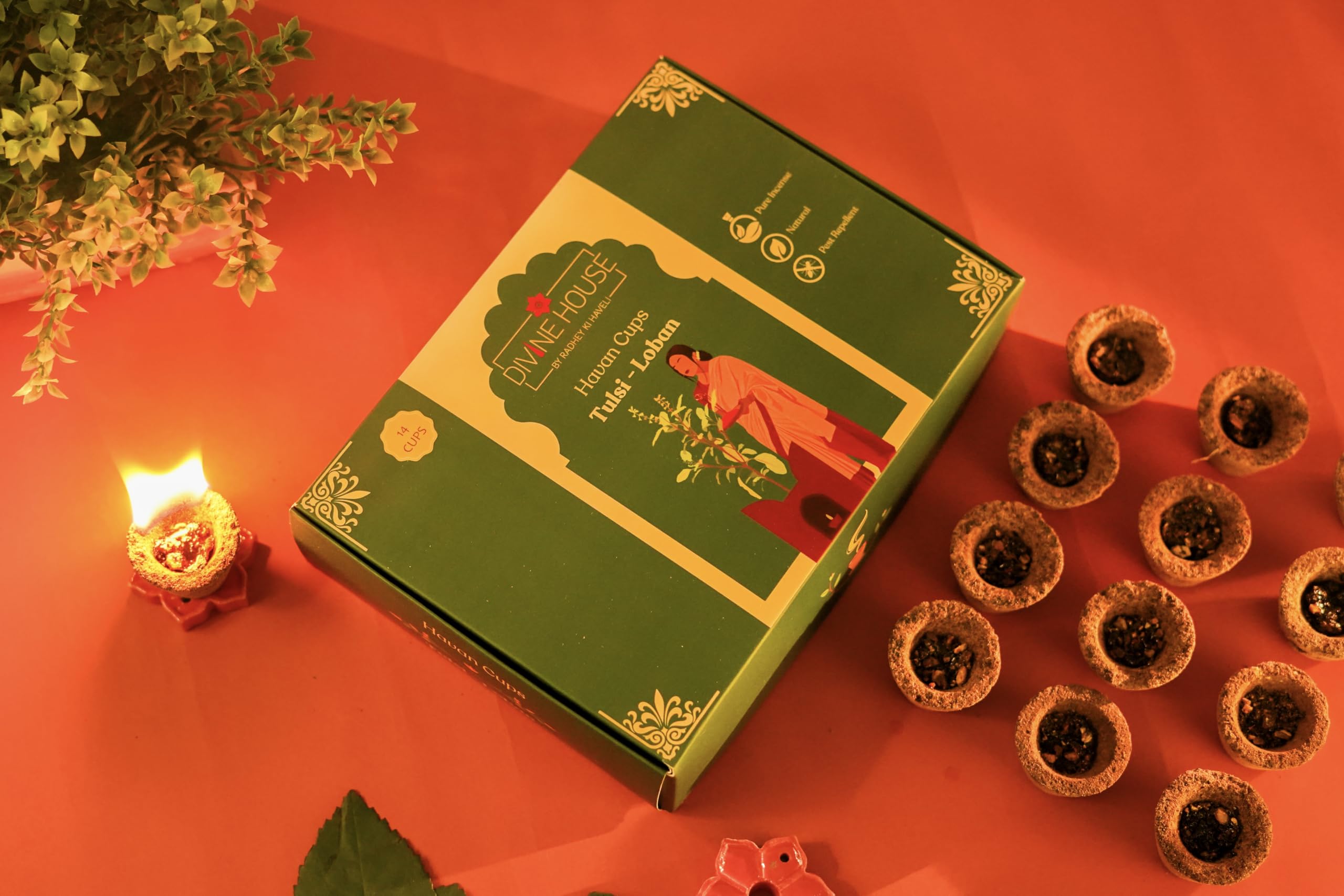 Divine House Tulsi Loban Havan Cup for Purification, Protection, Healing and Spiritual Practices, Pack of 14-image-31