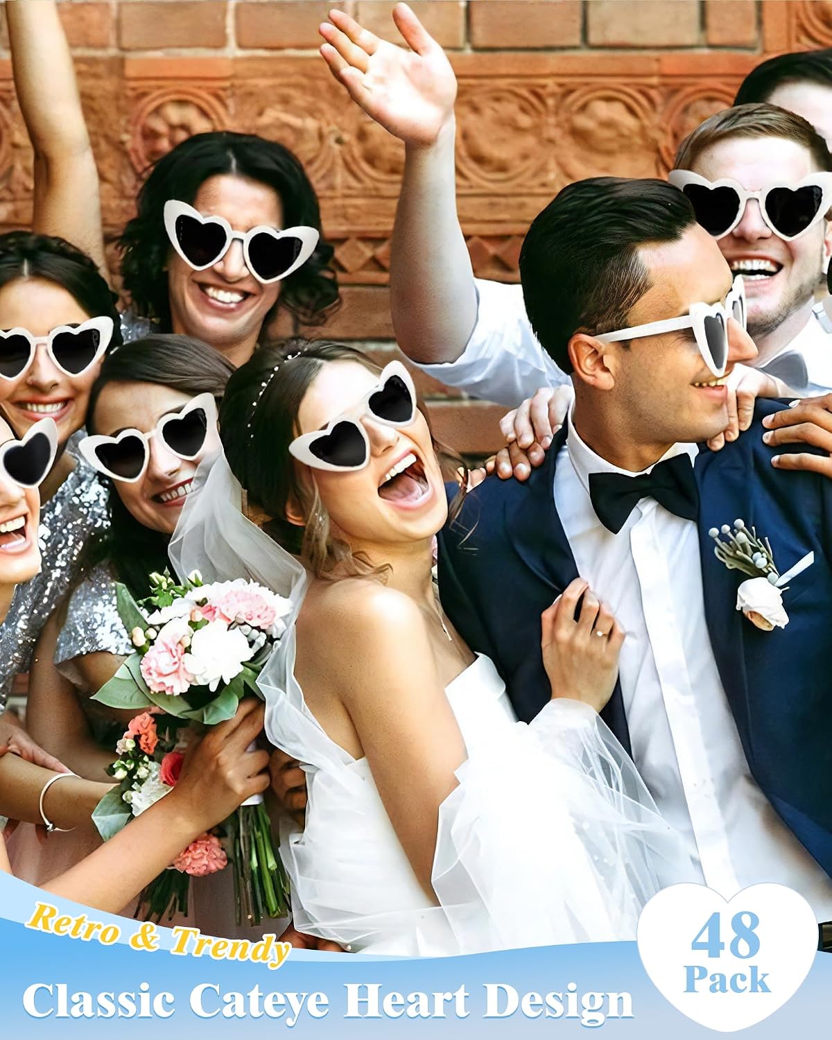 Wholesale 48 Pack Heart Shaped Sunglasses Bulk Wedding Gifts Bachelorette Bridal Party Favors for Guests Reception