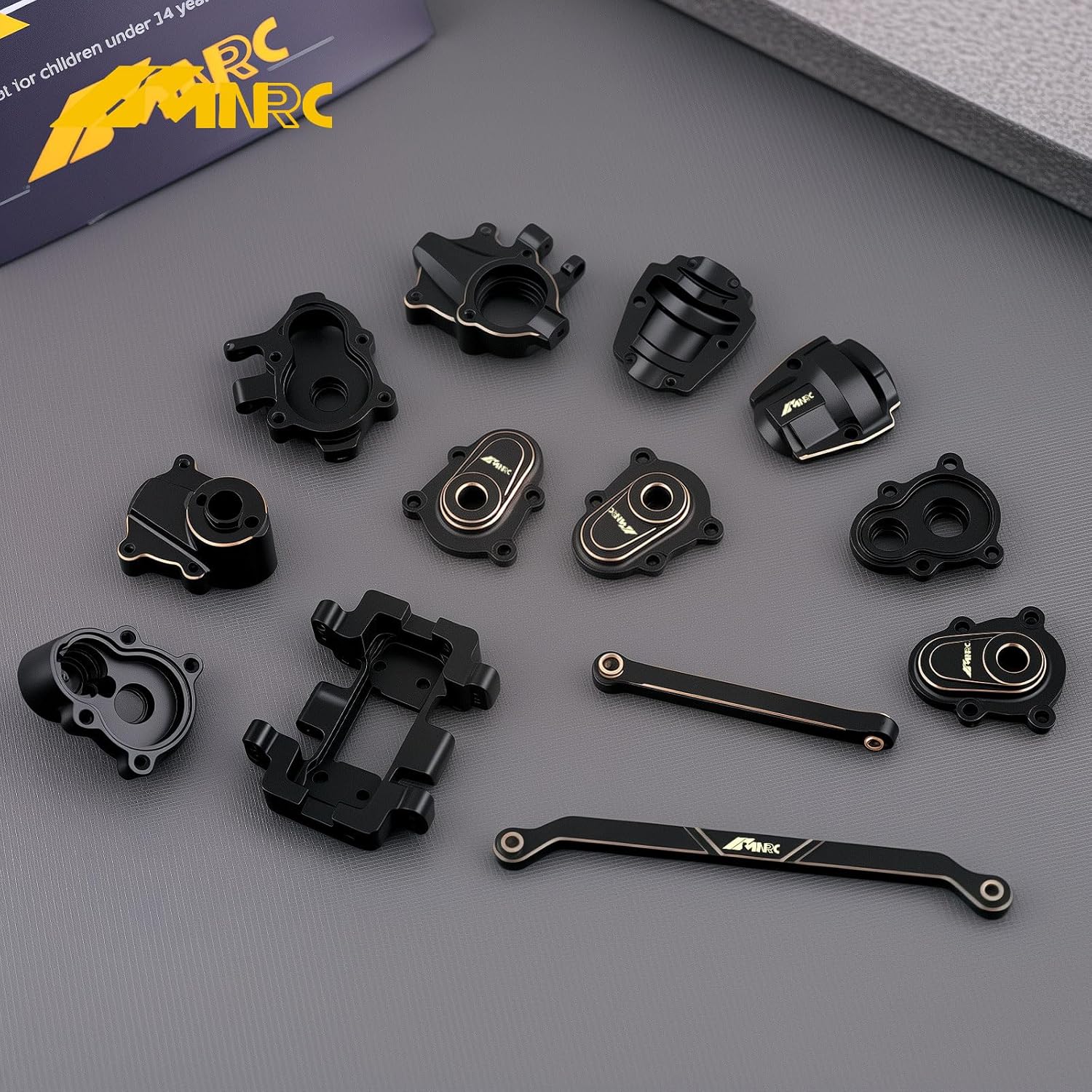 Brass Skid Plate Steering Knuckle Outer Portal Housing Steering Link Differential Cover Steel Center CVD Drive Shaft for 1/18 Redcat Ascent-18 RC Crawler Series Upgrades Part