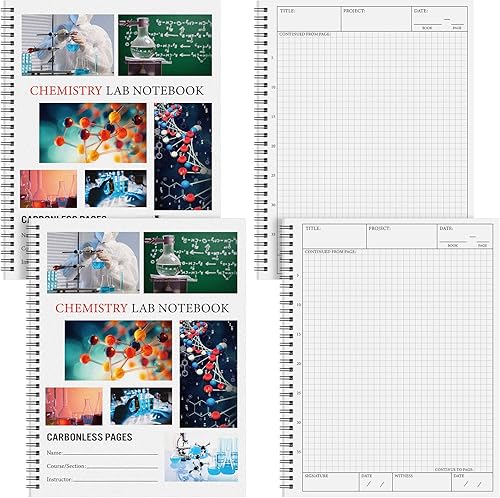 Noveread 4 cuadernos de laboratorio de estudiante sin carbono de 8.5 x 11 pulgadas, 50 juegos de páginas duplicadas, 100 hojas perforadas en total