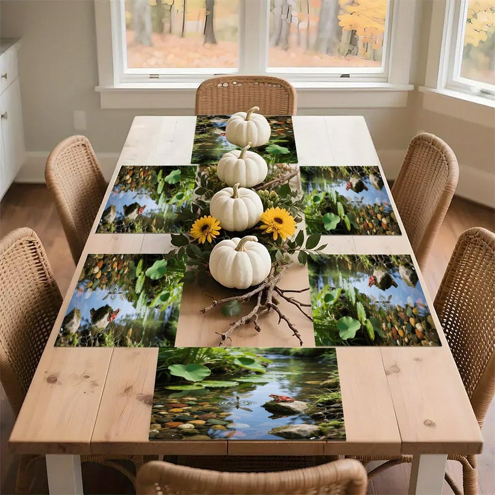 Tropical Rainforest Placemats Heat Resistant Non-Slip Place Mats Washable Wipeable Table Mat Kitchen Dining Table Decoration Placemats Indoor Outdoor Place Mats 17.7’’×11.8’’