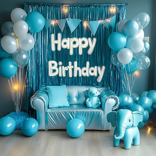 Vista 122 de PartyWoo Cortinas de flecos de aluminio plateadas, 2 serpentinas plateadas de 3.3 x 6.6 pies, telón de fondo con flecos, fondo de oropel, cortina