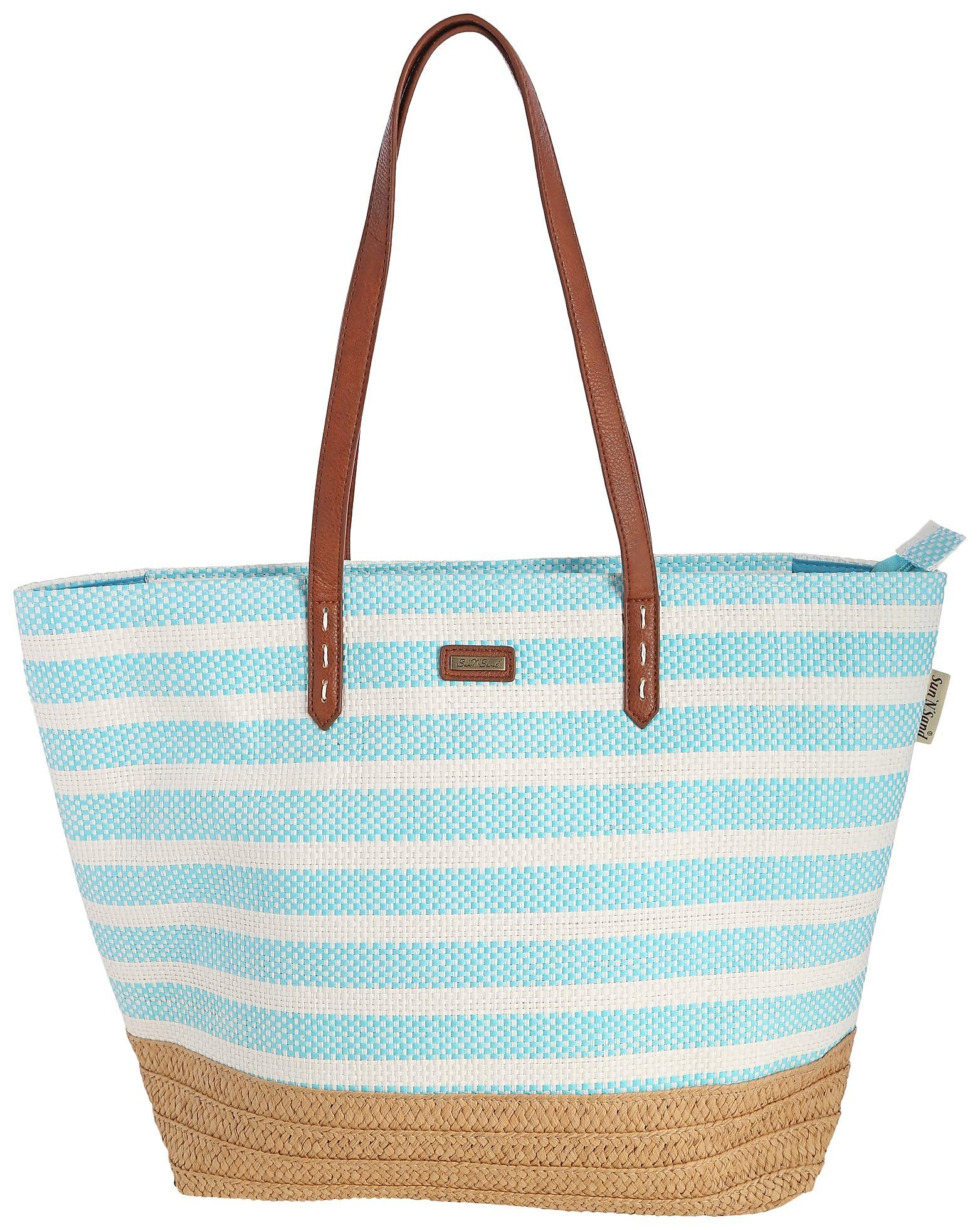 Stripe Beach Tote Bag One Size Blue