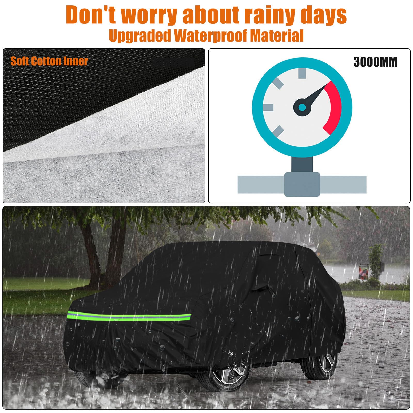 Autoabdeckung Wasserdicht für 2023-2026 BYD Seal U 5-Door SUV, Schwarz | Vollgarage Autoplane Auto Abdeckplane Winter Sommer Allwetter Outdoor Abdeckung mit Reißverschluss Tür, Windschutzbänder