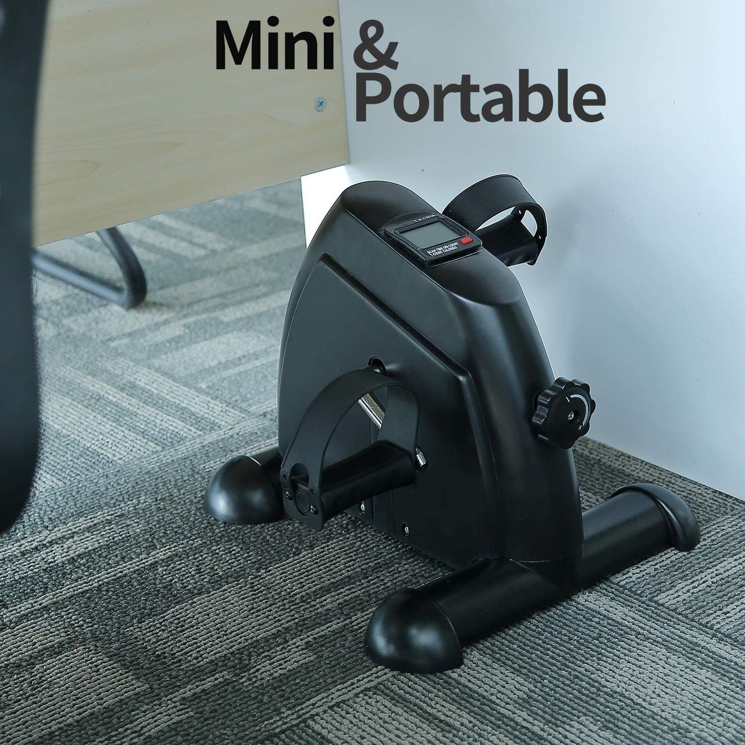 Plus SANTÉ – Pédalier P-Biker Noir | Mini vélo Bras/Jambes, écran LED (Temps, Tours, Distance, Calories), résistance réglable, pédales antidérapantes, Compact 38×35×23,5 cm