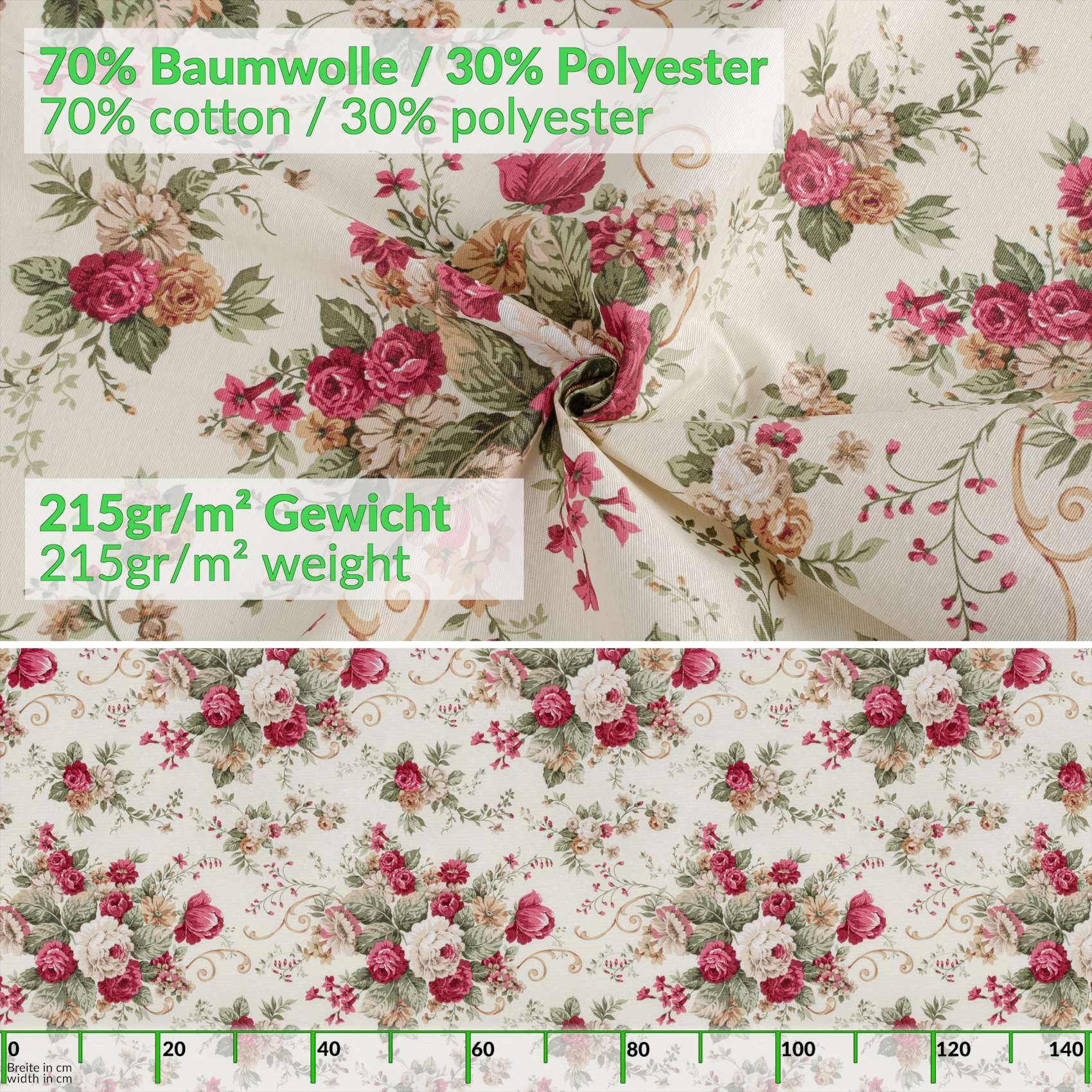 Mantel de tela textil lavable, mantel de algodón, poliéster, rosas, 280 x 140 cm, para interior y exterior