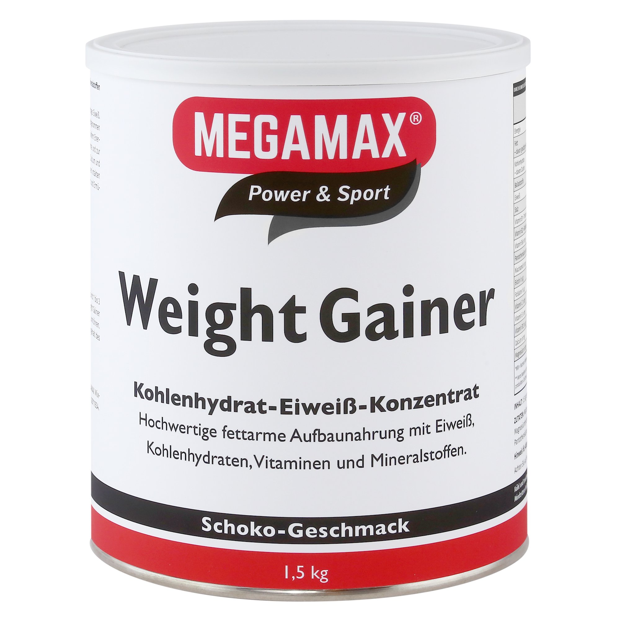 Megamax Weight Gainer Schoko 1,5 kg - Dein Mass Gainer zur Zubereitung eines fettarmen Kohlenhydrat-Eiweiß-Getränkes für Muskelmasse u. Gewichtszunahme Ideal zur Kräftigung und bei Untergewicht