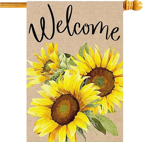 Summer Sunflower Garden Flag 28x40 inch | Double Sided, Welcome