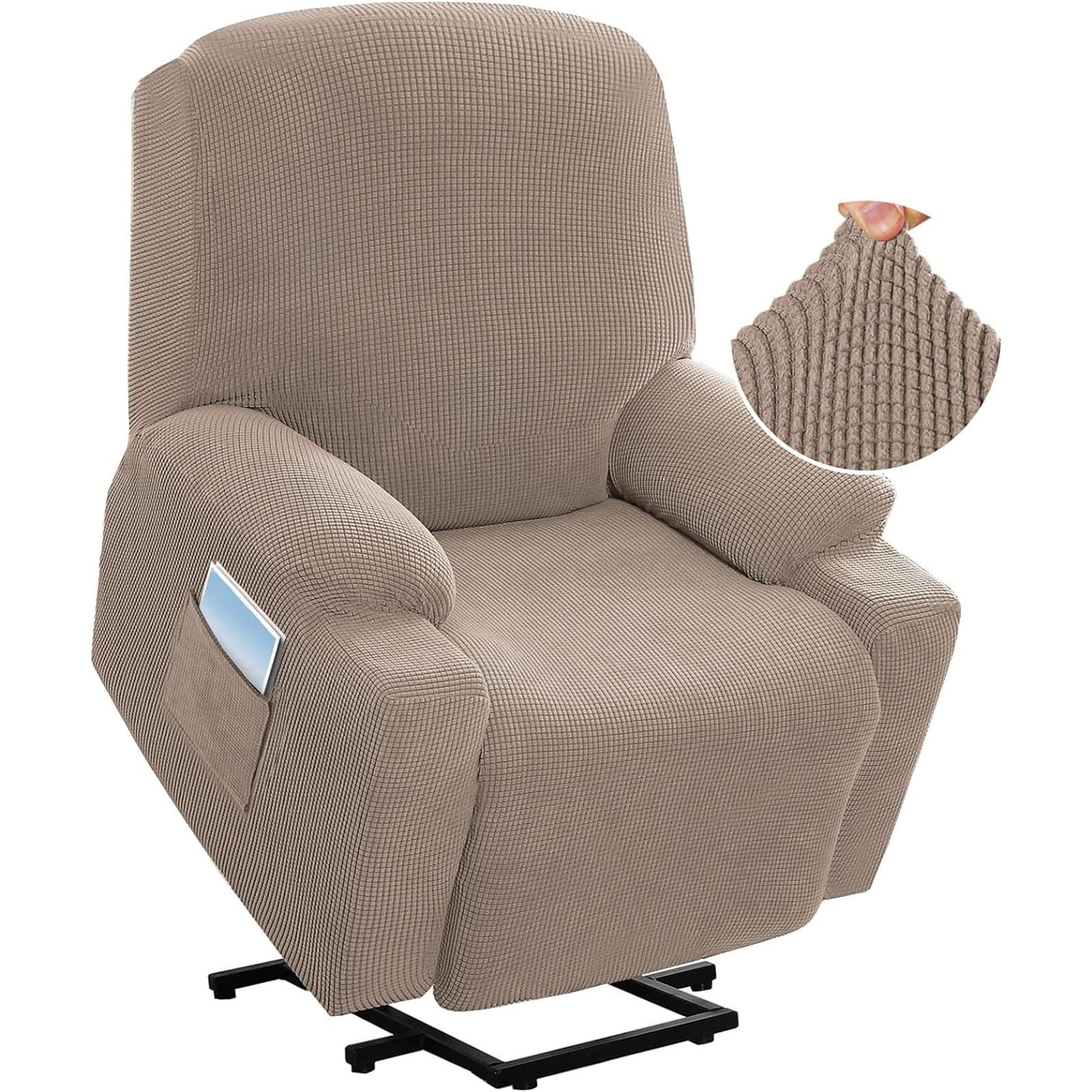 Gyhh Sand 1 Piece Reclining Chair Covers Stretch Armchair Covers Spandex Fabric Recliner Sofa Slipcover Sofa Cover For Electric Large Power Lift Recliner Chair Slipcover (Sand)